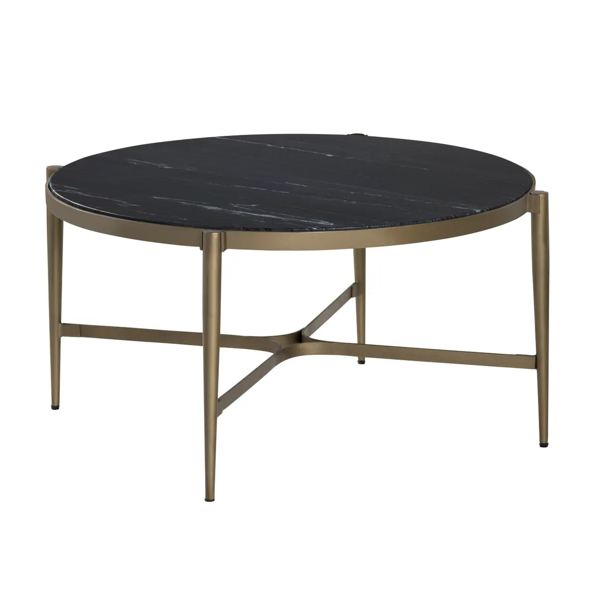 Somerset Black Marble Round Cocktail or Coffee Table