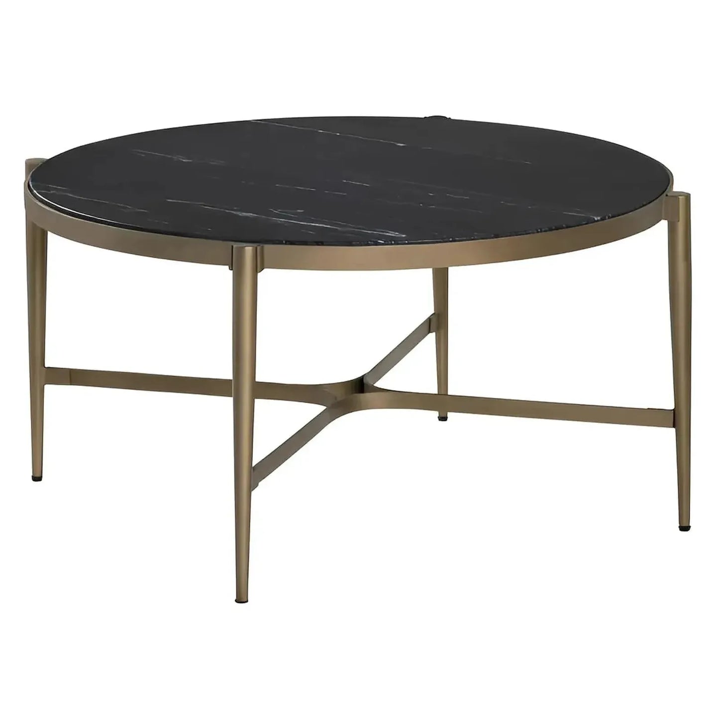 Somerset Black Marble Round Cocktail or Coffee Table