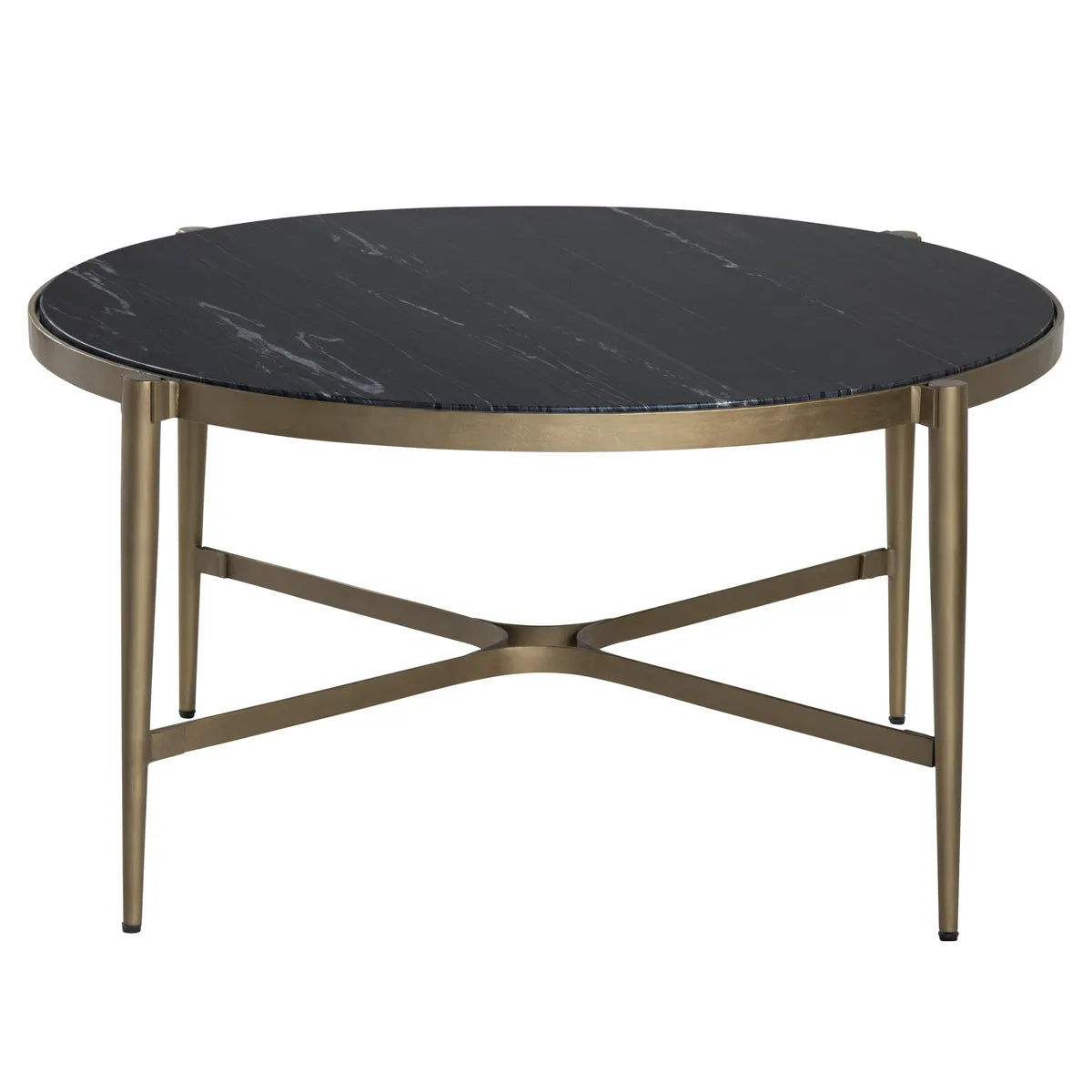 Somerset Black Marble Round Cocktail or Coffee Table