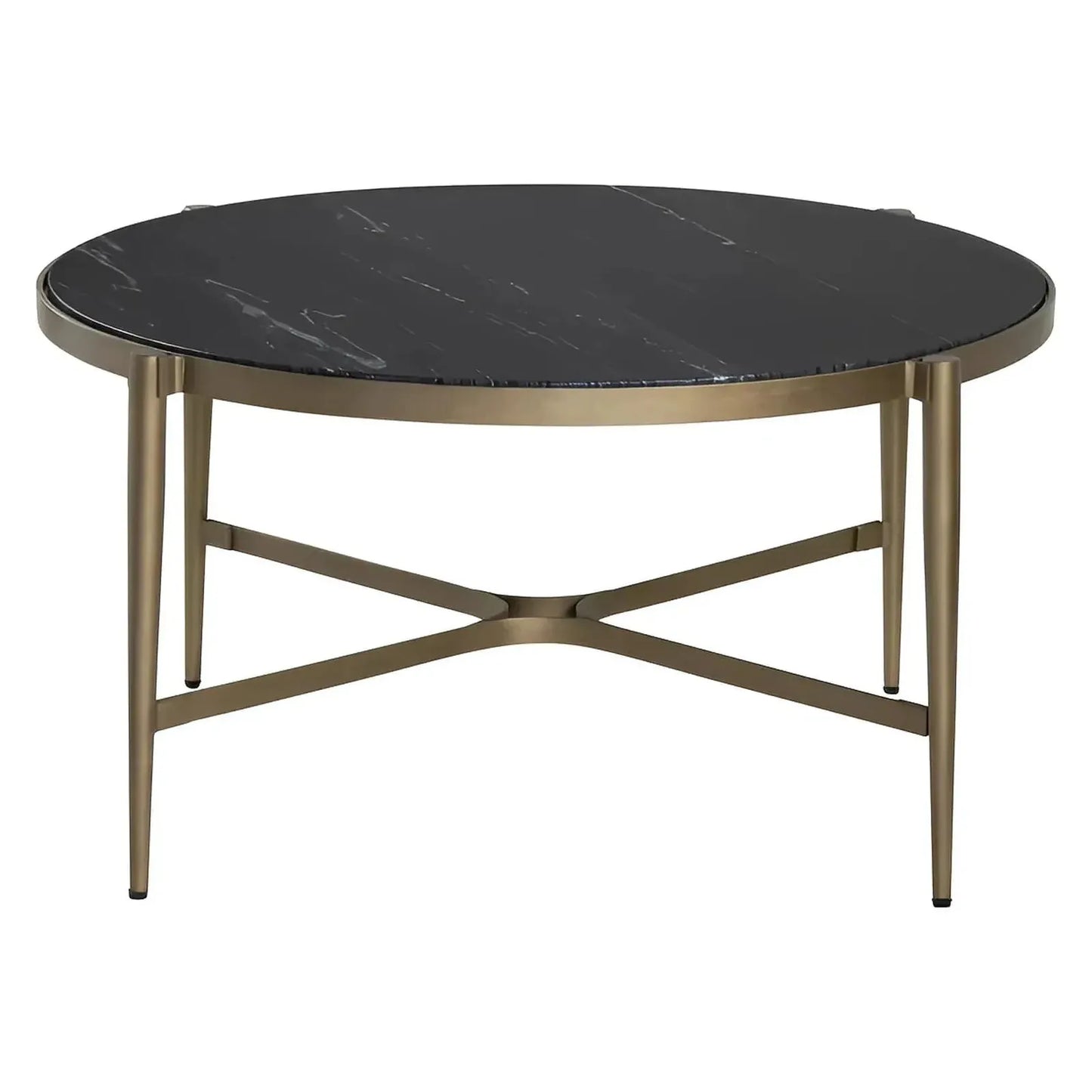 Somerset Black Marble Round Cocktail or Coffee Table