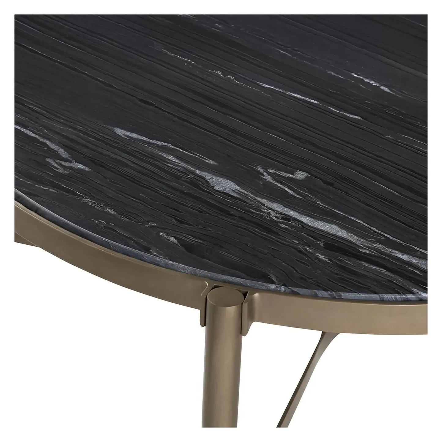 Somerset Black Marble Round Cocktail or Coffee Table