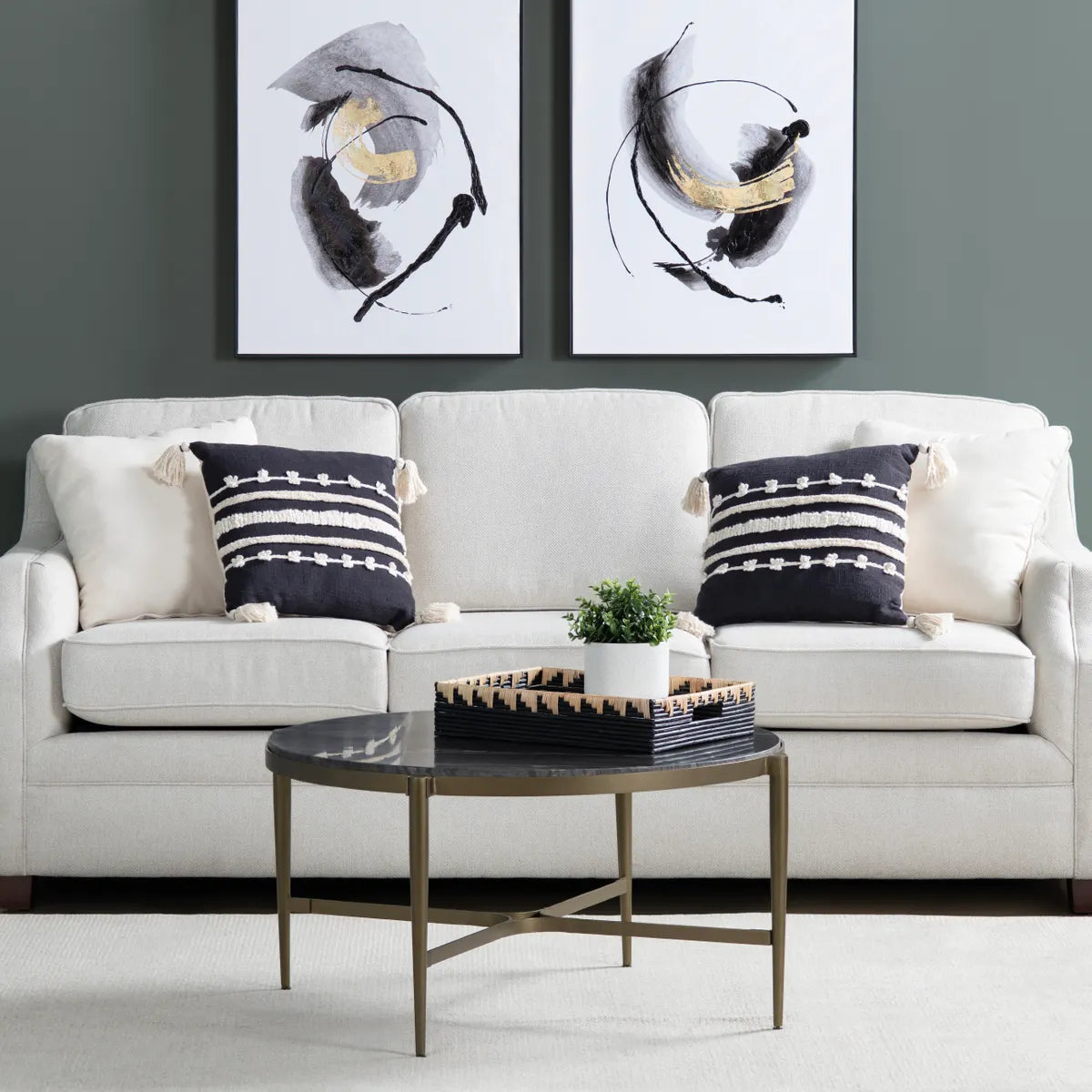 Somerset Black Marble Round Cocktail or Coffee Table