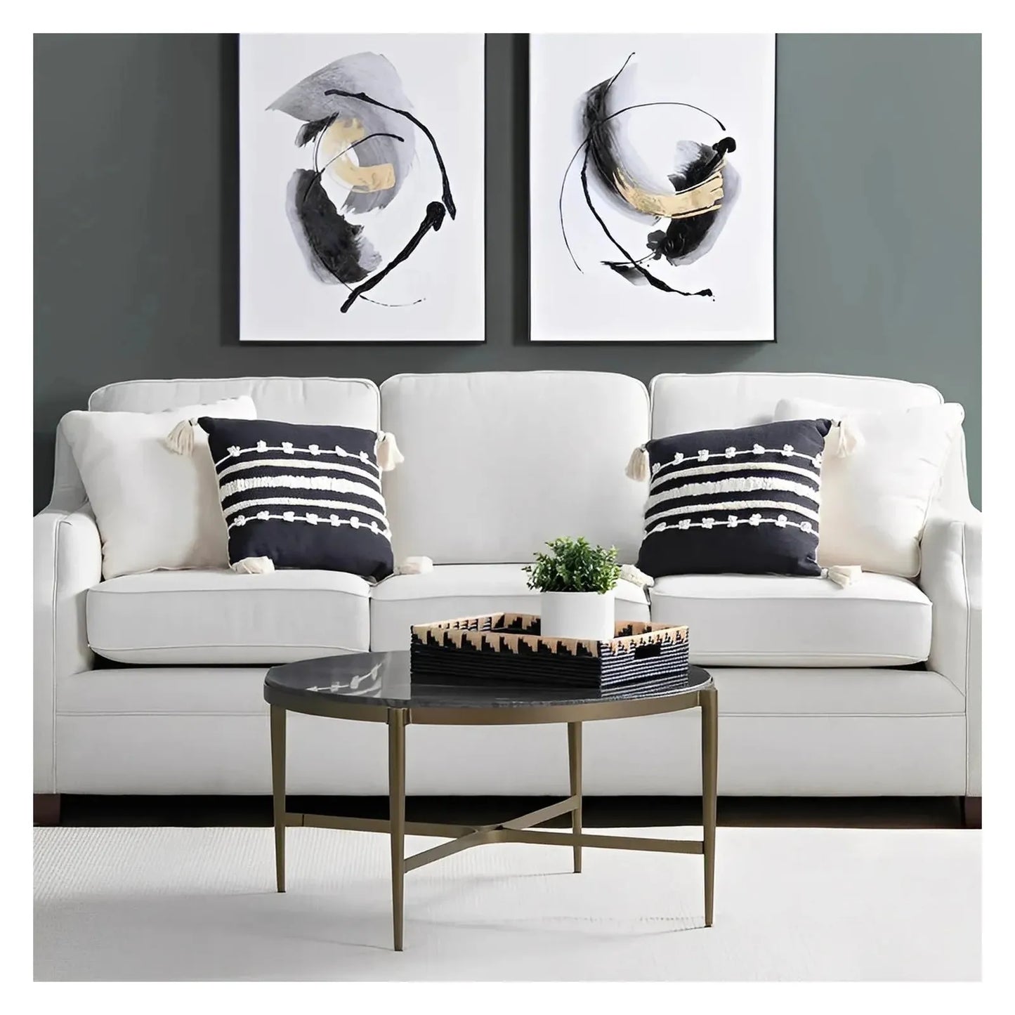 Somerset Black Marble Round Cocktail or Coffee Table