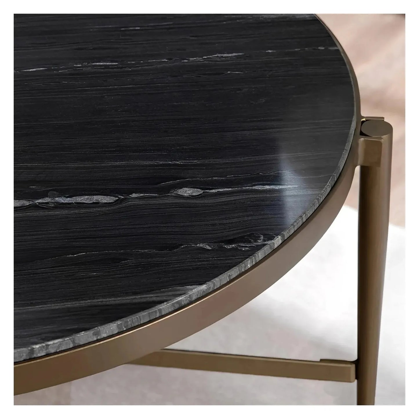Somerset Black Marble Round Cocktail or Coffee Table