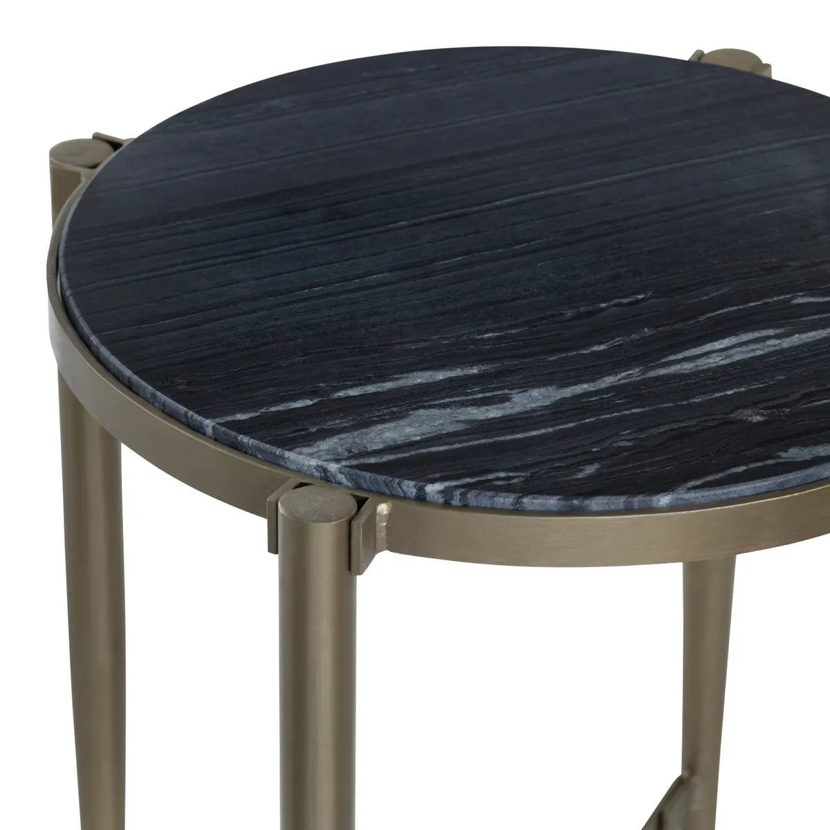 Somerset End Table (Set of 2) - Round - Metal Frame - Marble Top