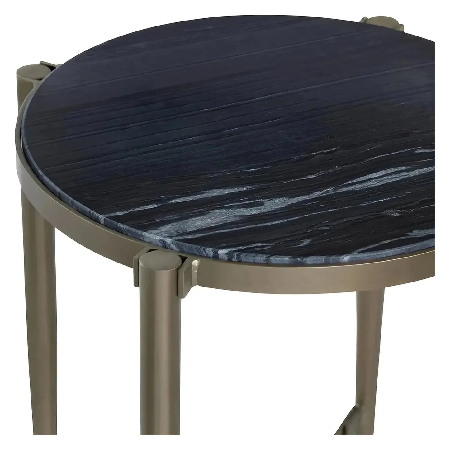 Somerset End Table (Set of 2) - Round - Metal Frame - Marble Top