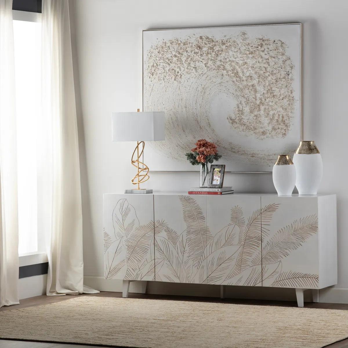 Seaside Four-door Sideboard, Buffet, or Credenza | 79 x 16 x 35 (in)