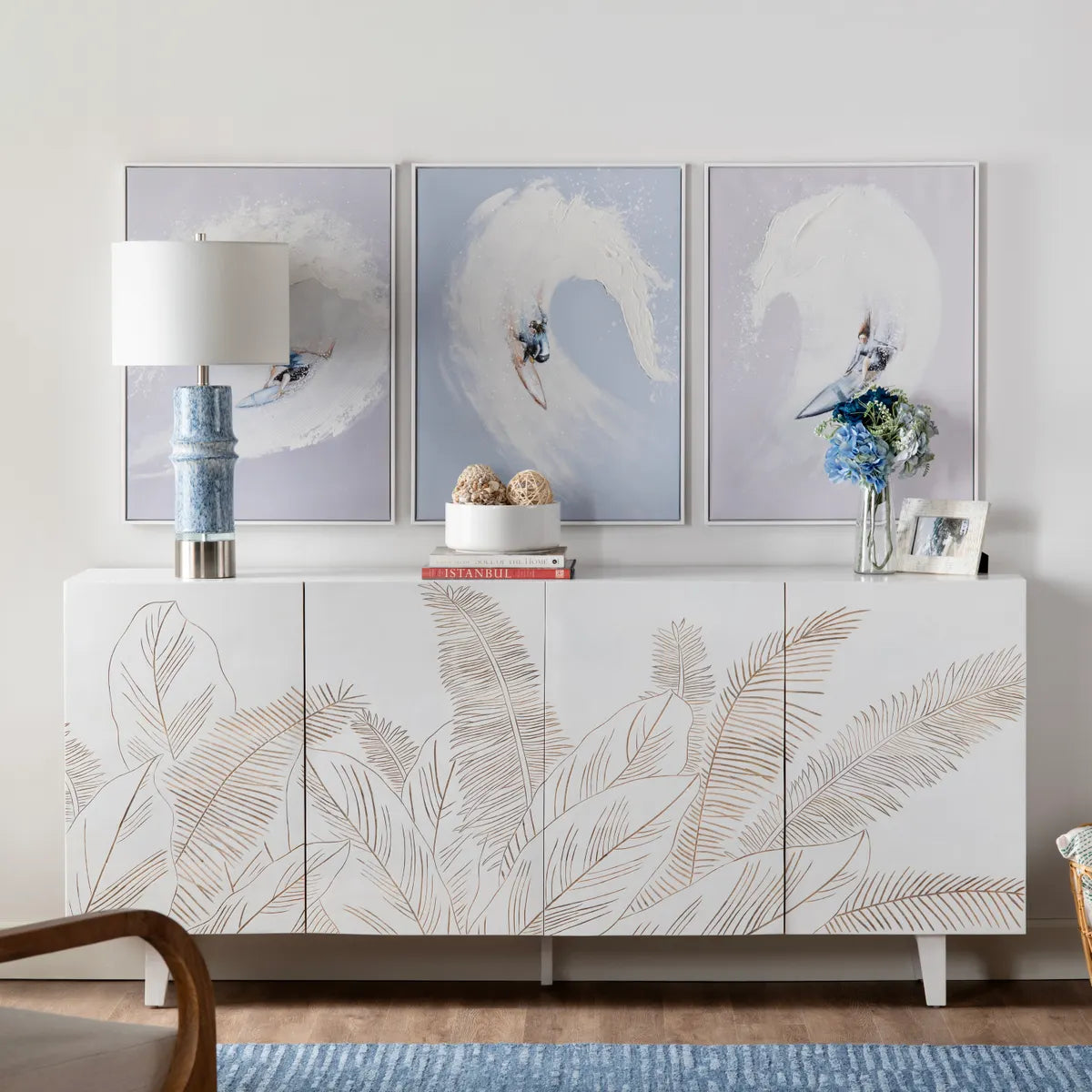 Seaside Four-door Sideboard, Buffet, or Credenza | 79 x 16 x 35 (in)