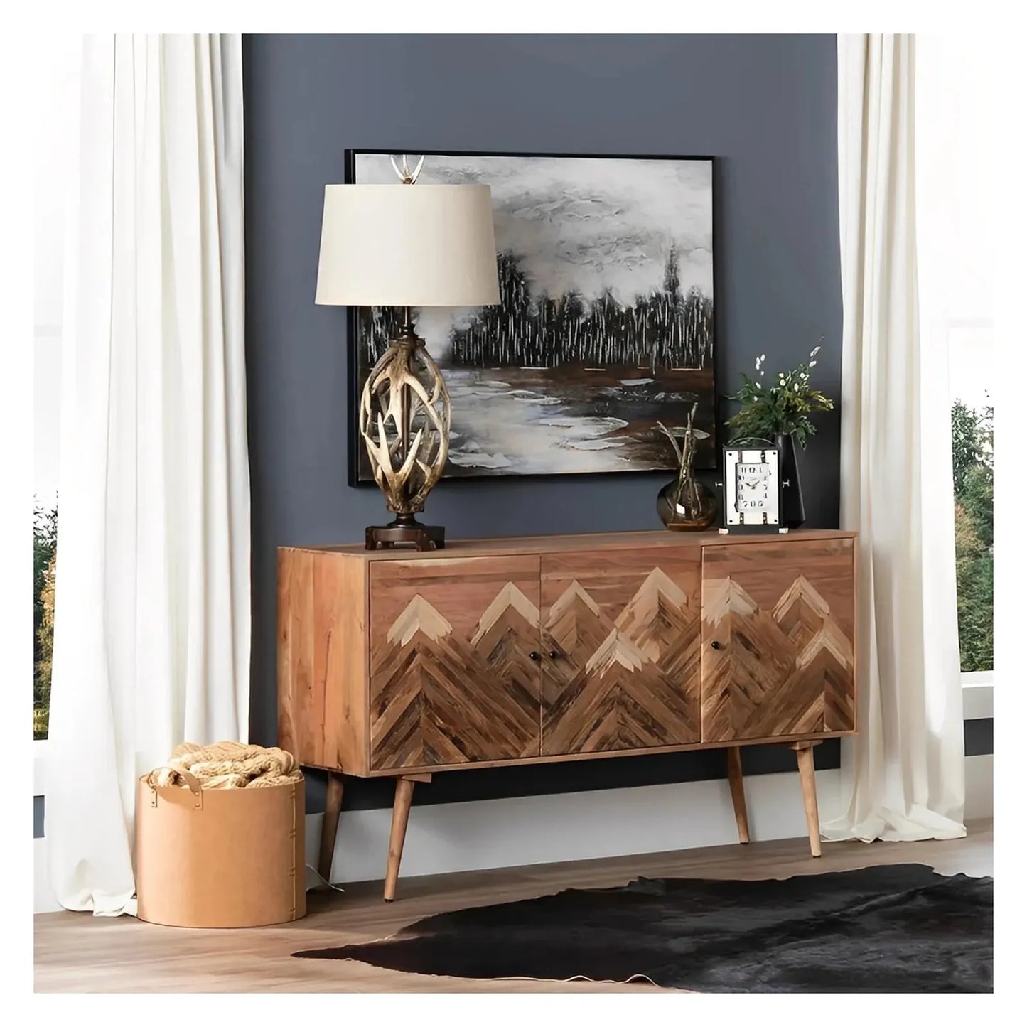 Zephyr Glen Nevada Three-Door Sideboard - Brown - Rustic