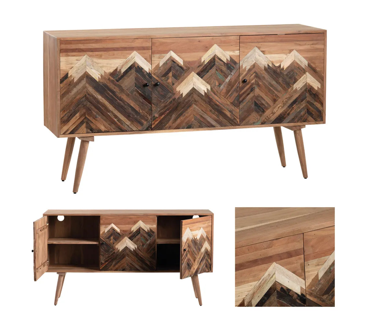 Zephyr Glen Nevada Three-Door Sideboard - Brown - Rustic
