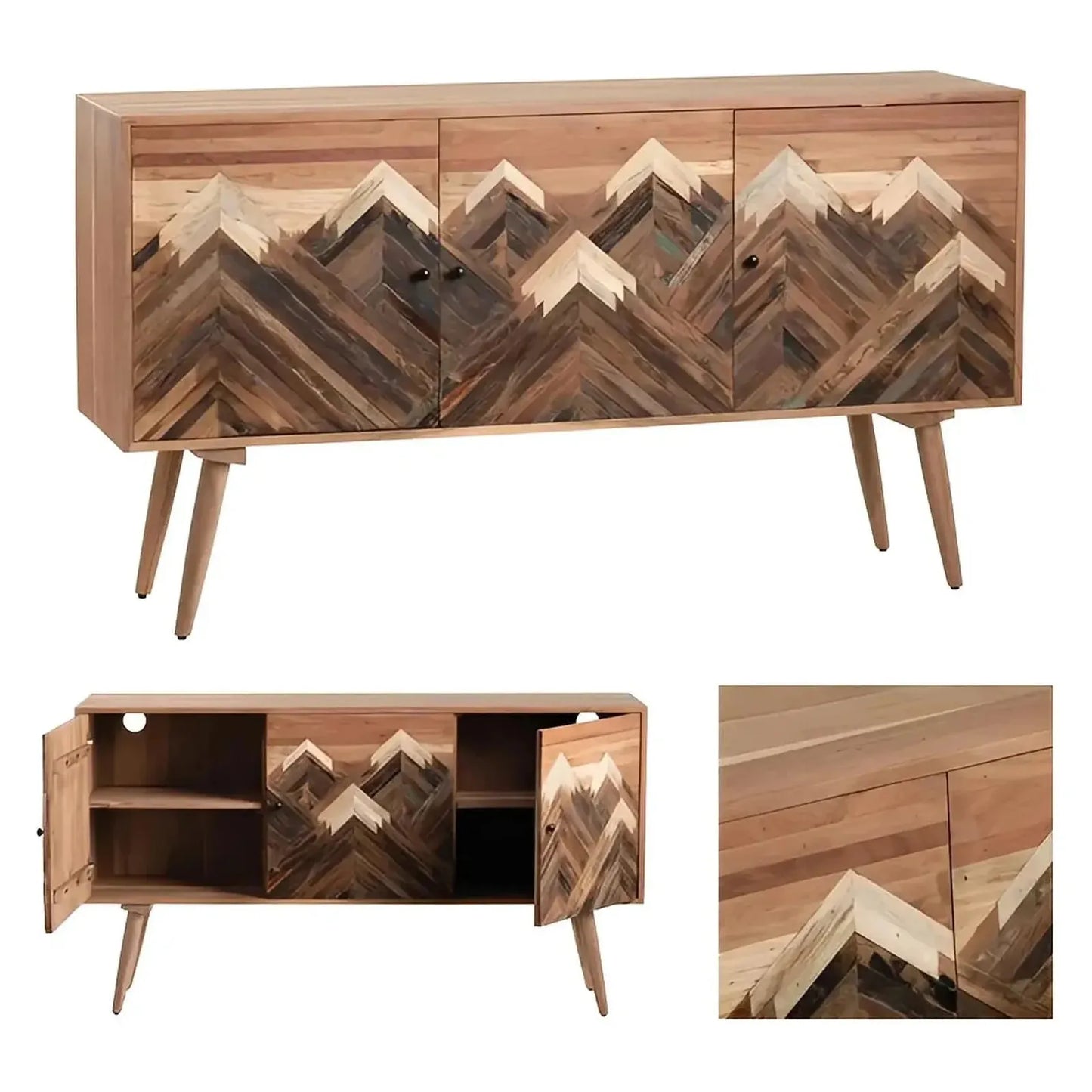 Zephyr Glen Nevada Three-Door Sideboard - Brown - Rustic