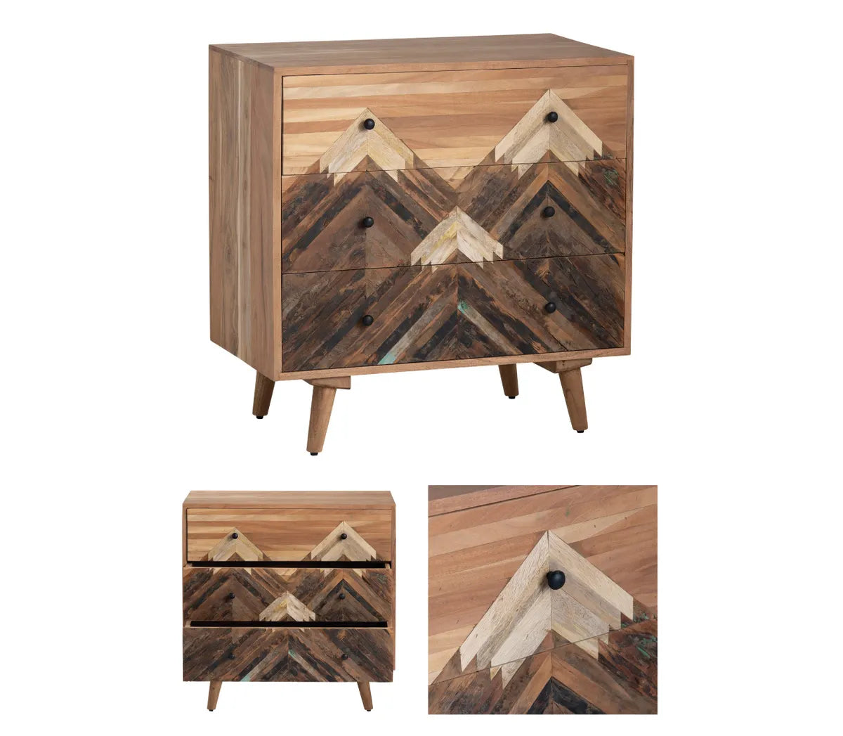 Haddonfield  Nightstands (2-Pack), Mango Wood, Rustic, solid wood craftsmanship, distressed wood texture