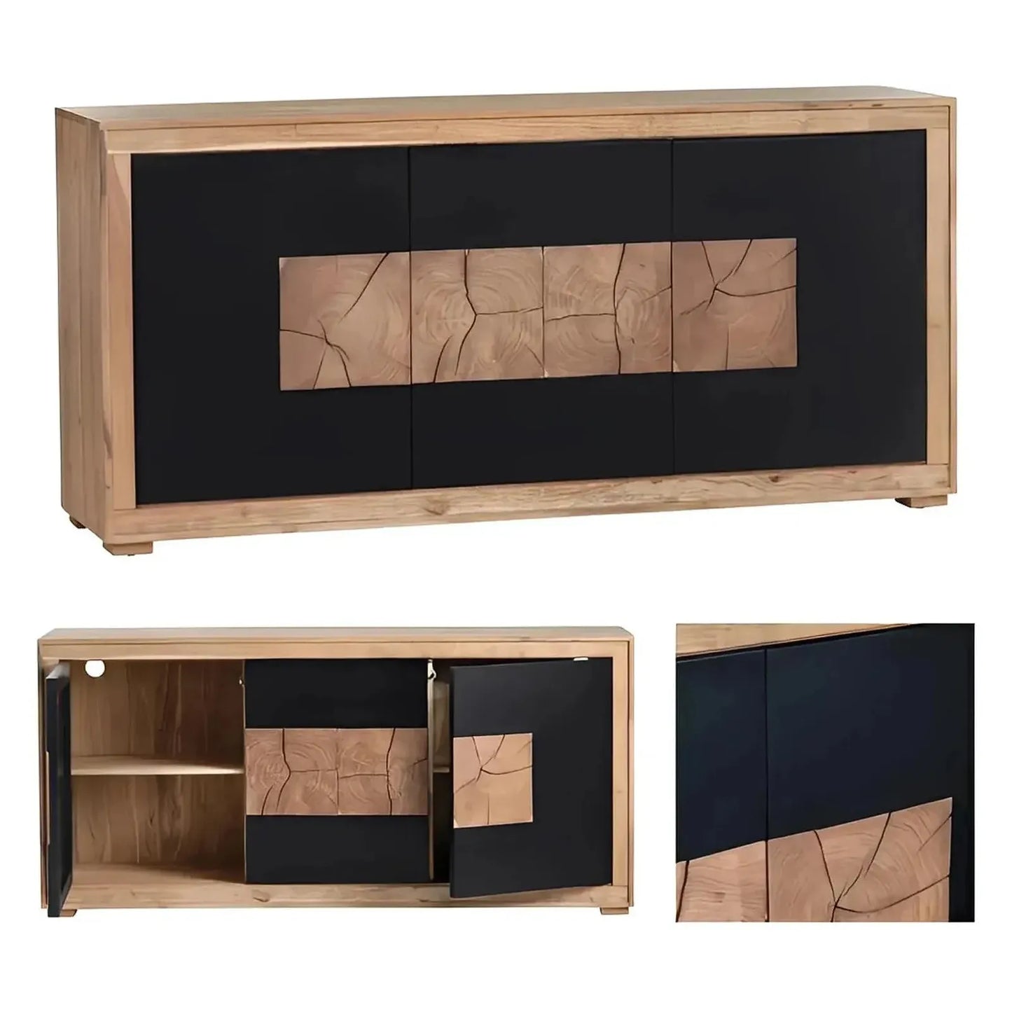 Barrowfield Three-Door Console - Natural - Contemporary, Rustic