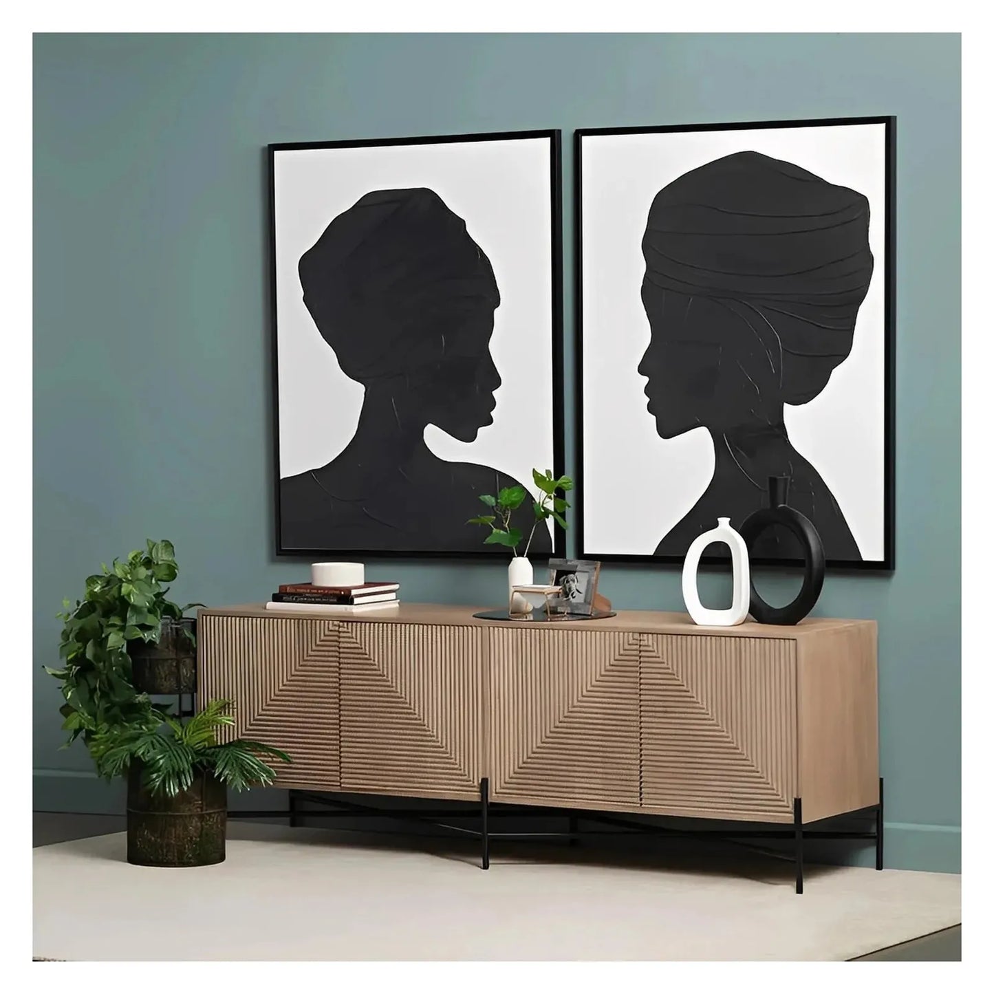 Doverly Four-Door Cabinet - Natural - Transitional