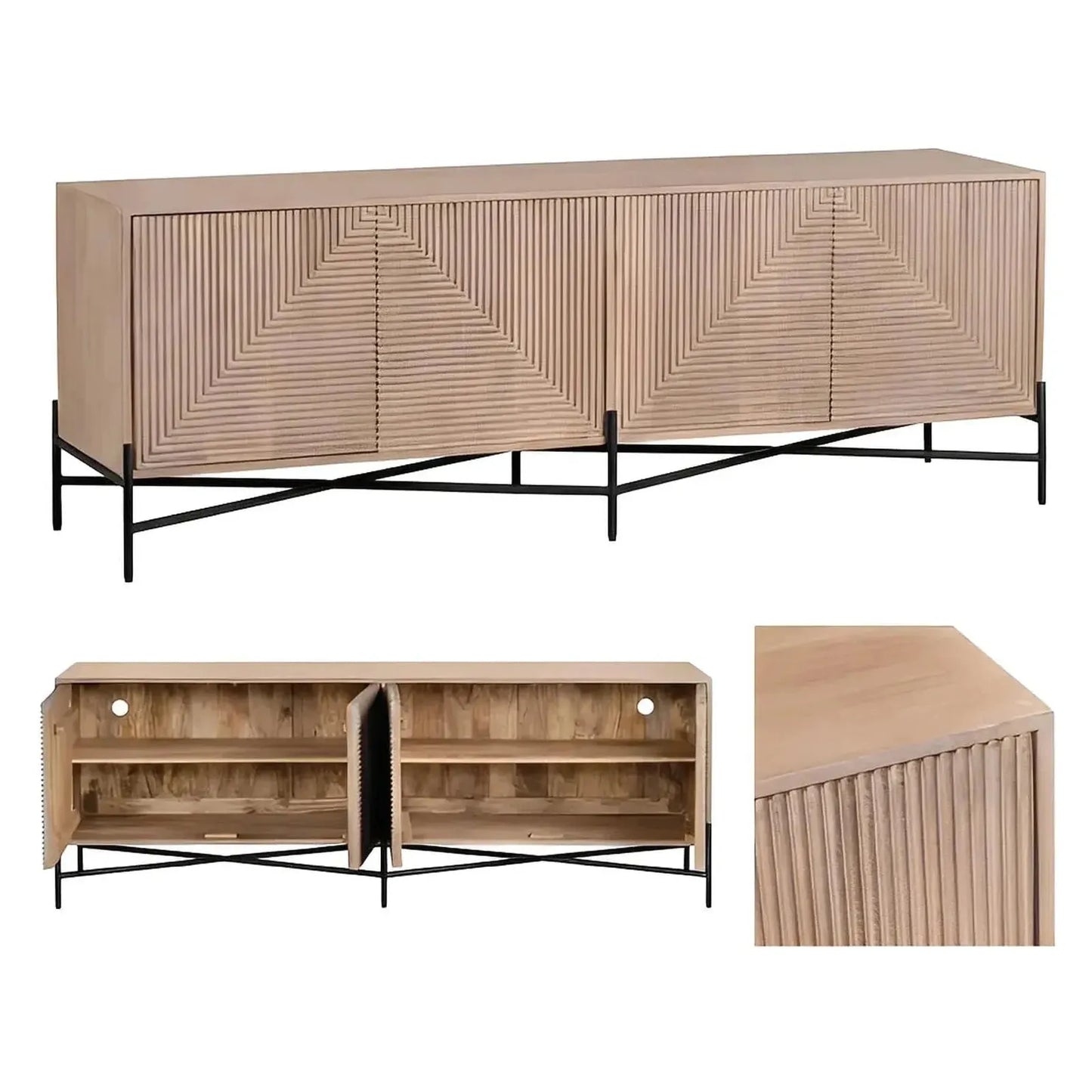 Doverly Four-Door Cabinet - Natural - Transitional