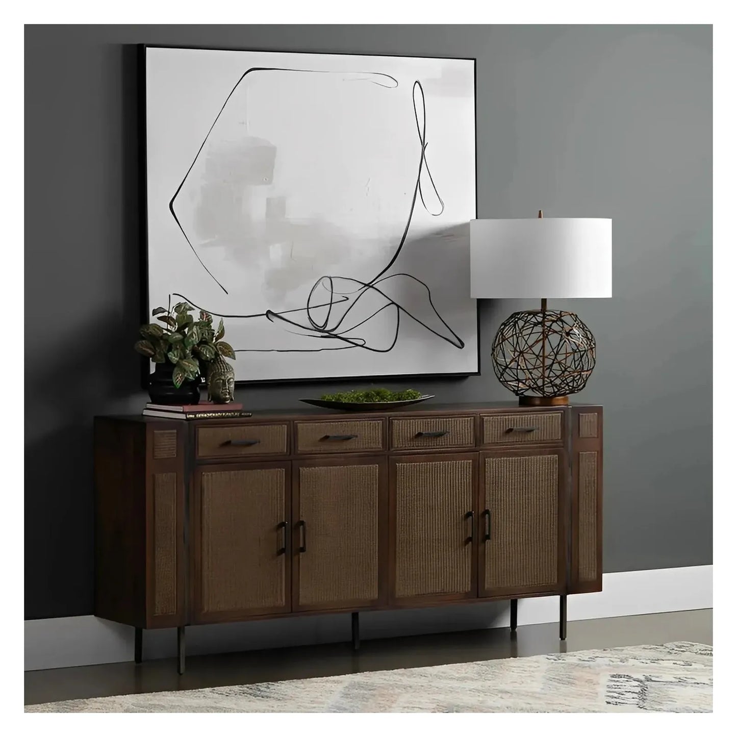 Elmstead Four-Door Sideboard - Brown - Coastal, Rustic