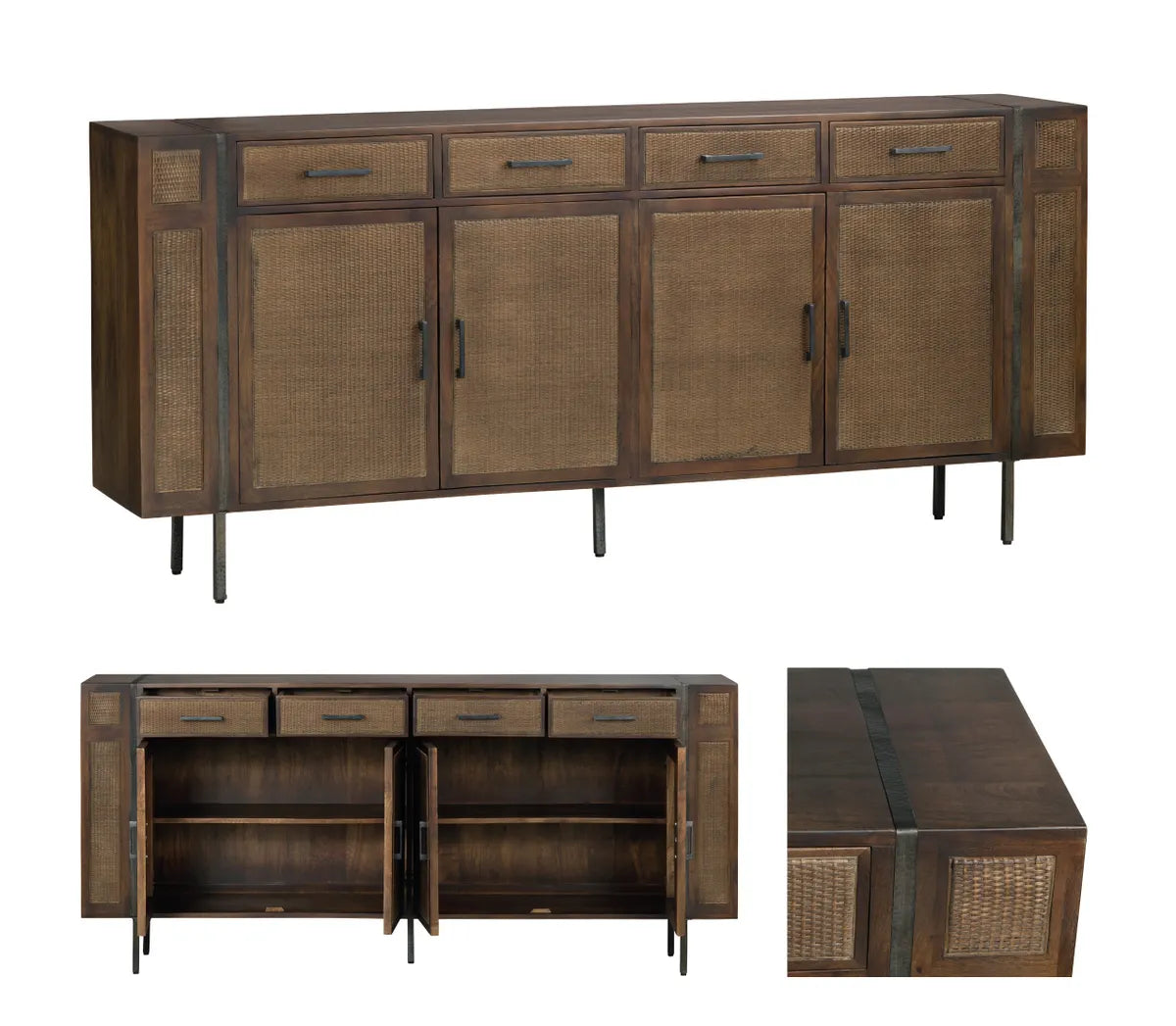 Elmstead Four-Door Sideboard - Brown - Coastal, Rustic