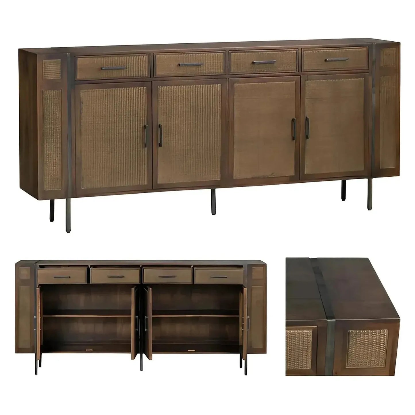 Elmstead Four-Door Sideboard - Brown - Coastal, Rustic