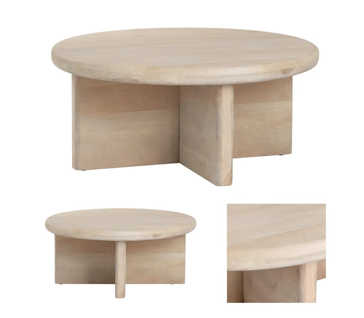 Arden Round Whitewash Cocktail or Coffee Table