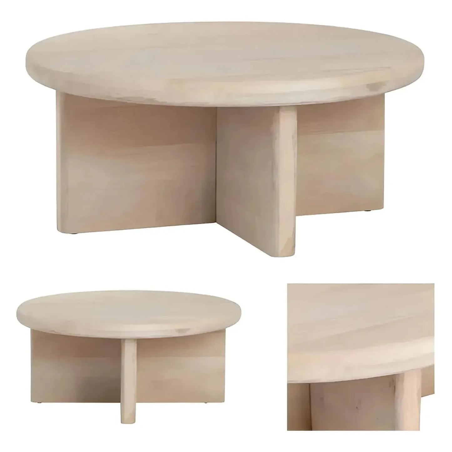 Arden Round Whitewash Cocktail or Coffee Table