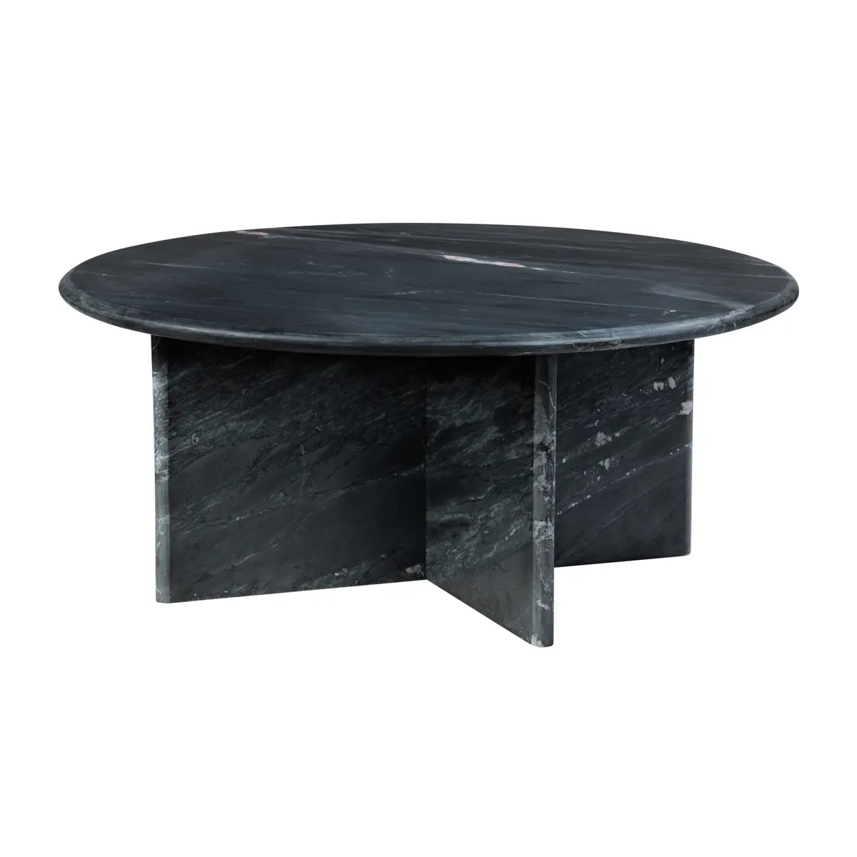 Stirling Round Black Marble Cocktail or Coffee Table