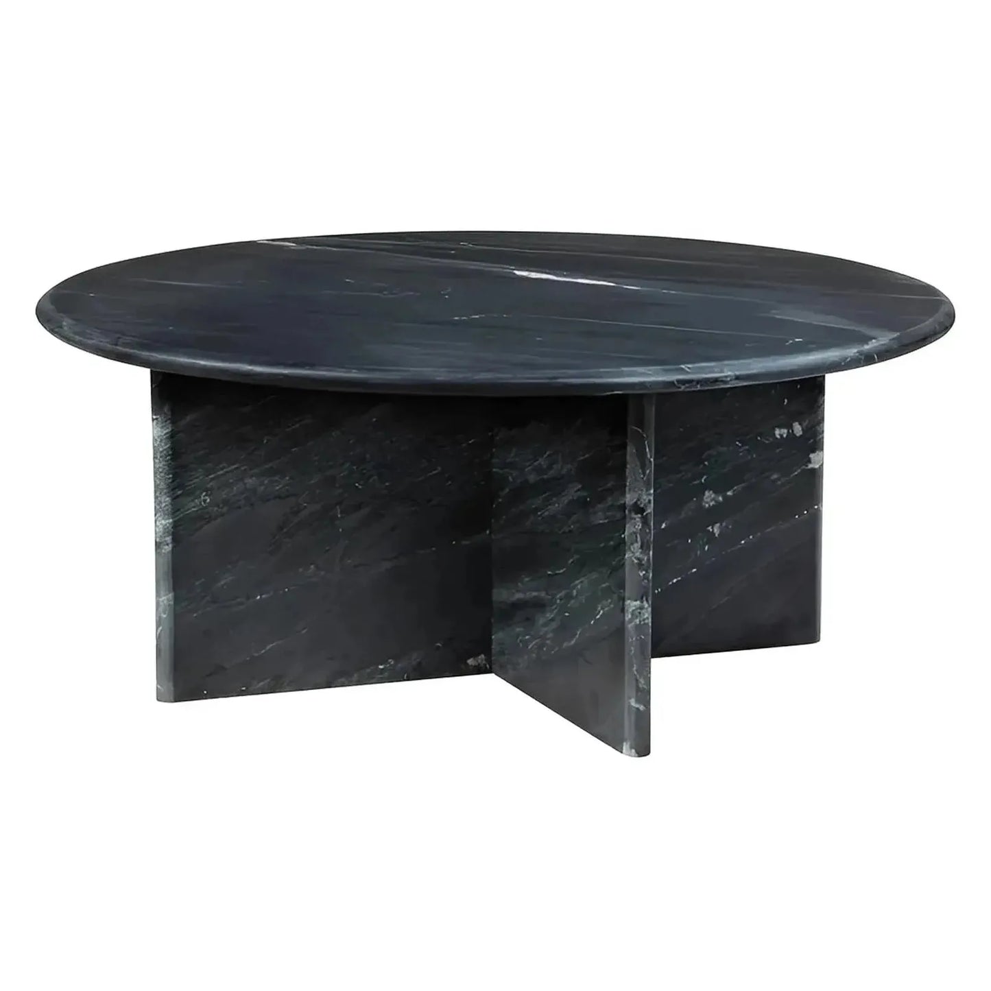 Stirling Round Black Marble Cocktail or Coffee Table