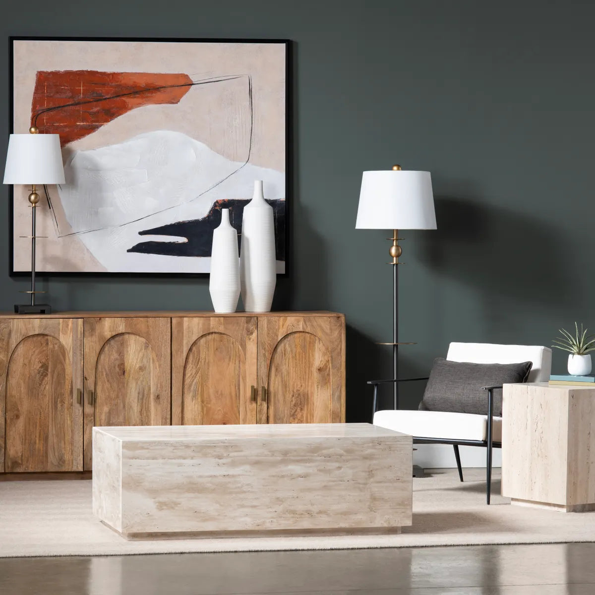 Kimbrough Travertine Cocktail or Coffee Table