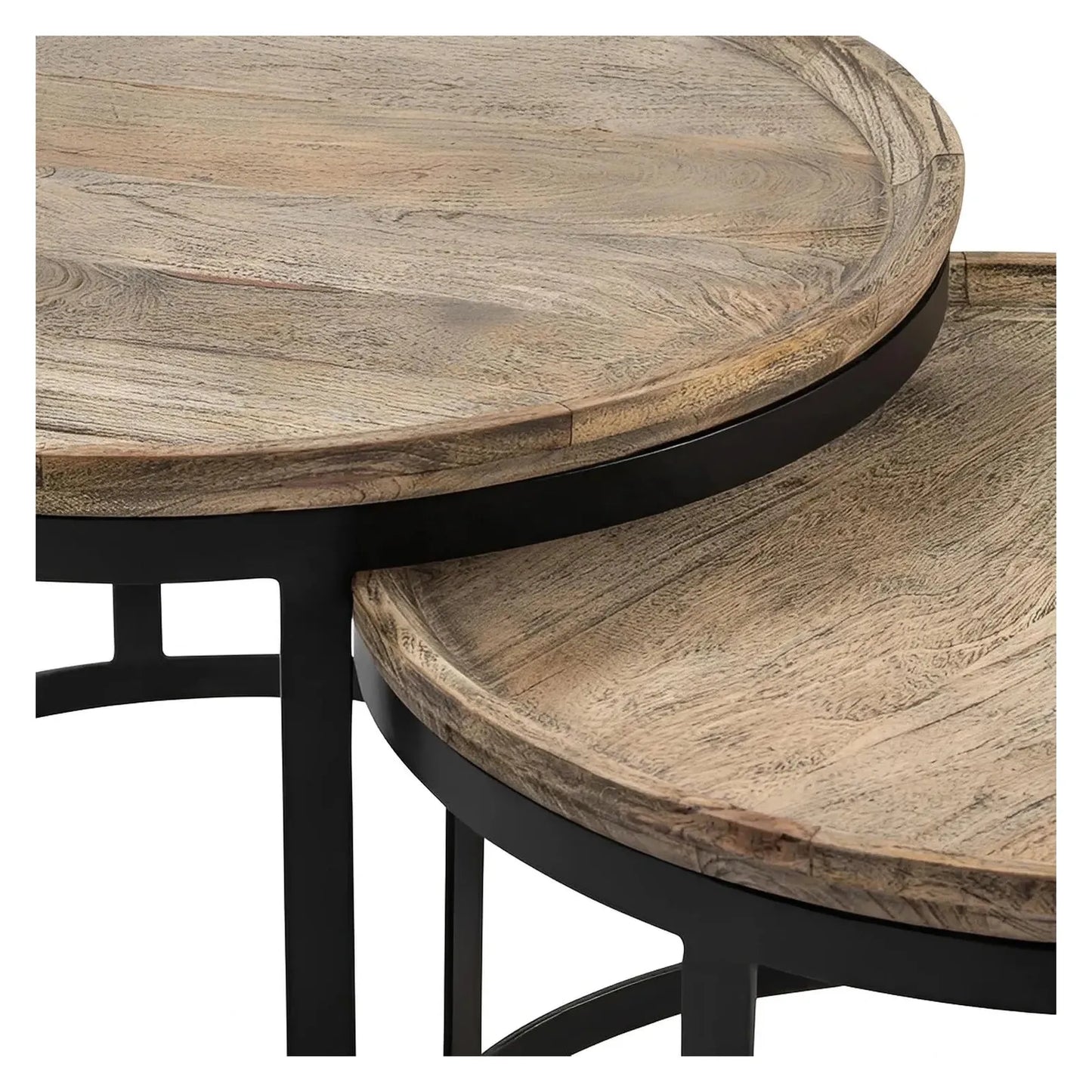 Brentwood Nesting Wood & Metal Cocktail or Coffee Tables (2-Tables)