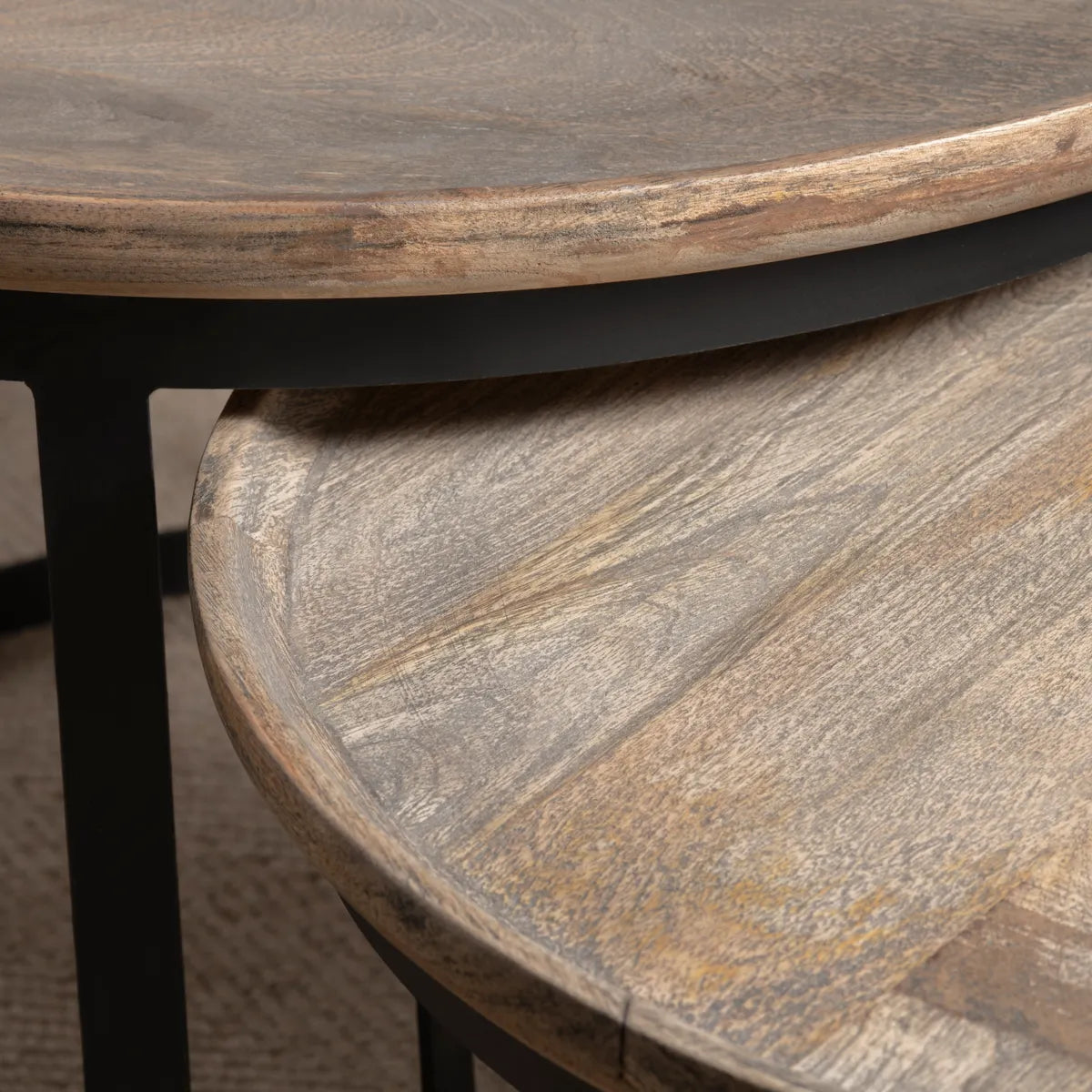 Brentwood Nesting Wood & Metal Cocktail or Coffee Tables (2-Tables)
