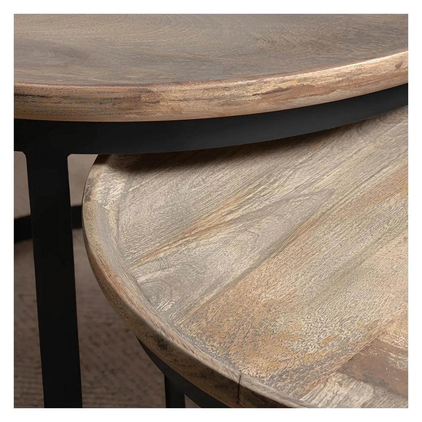 Brentwood Nesting Wood & Metal Cocktail or Coffee Tables (2-Tables)