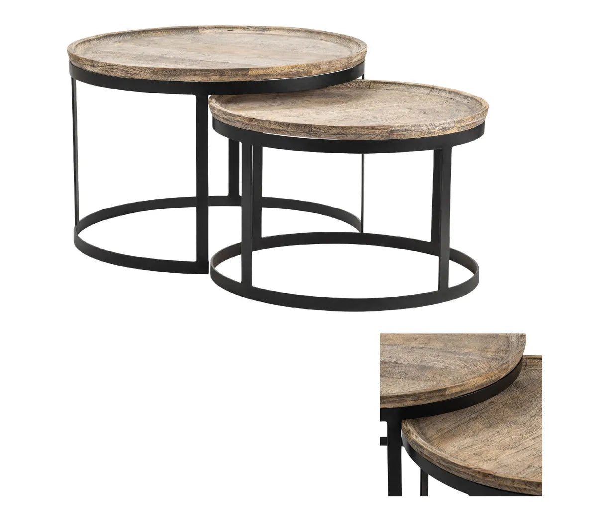Brentwood Nesting Wood & Metal Cocktail or Coffee Tables (2-Tables)