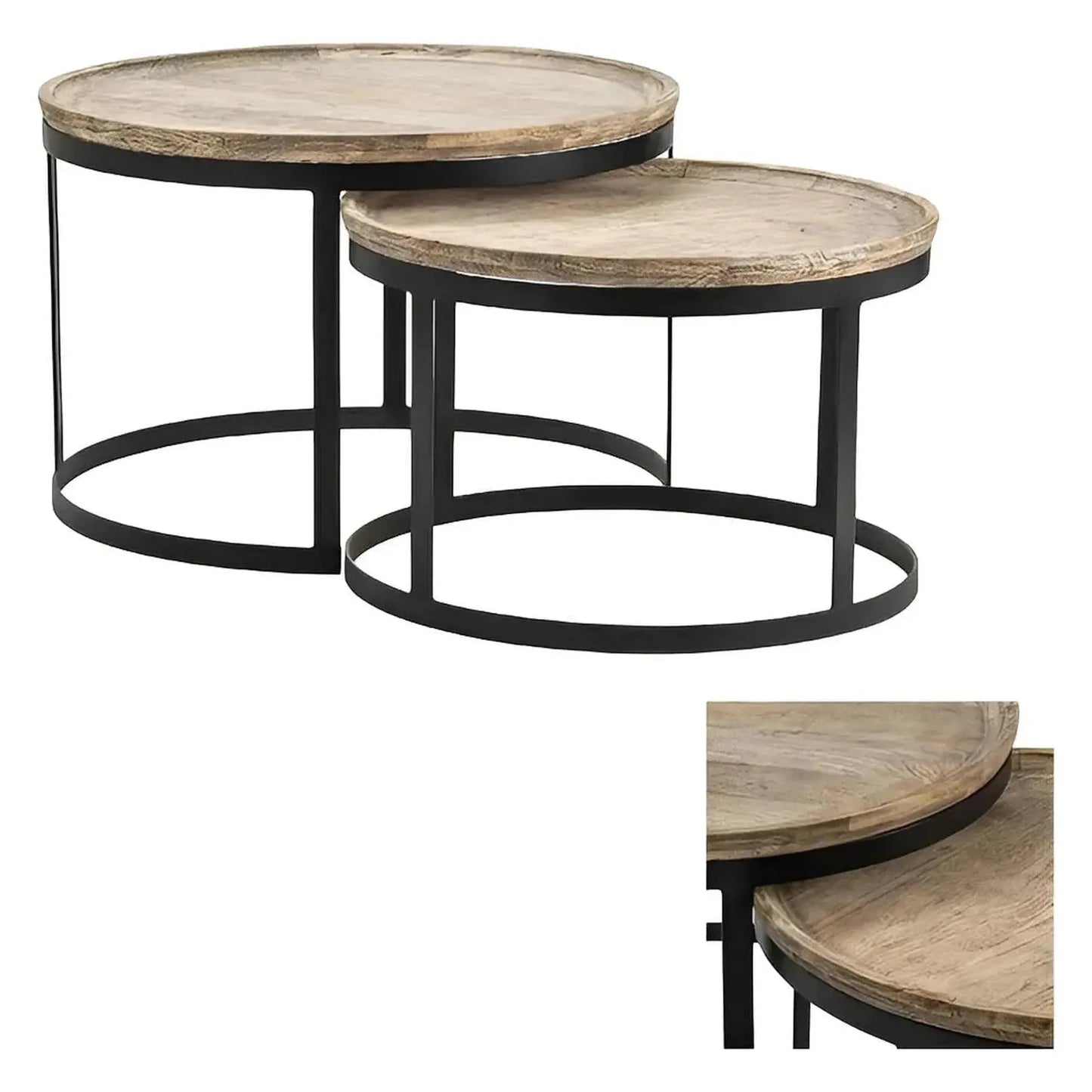 Brentwood Nesting Wood & Metal Cocktail or Coffee Tables (2-Tables)
