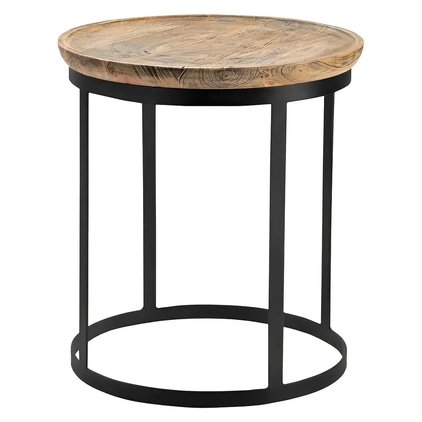 Brentwood End Table (Set of 2) - Round - Solid Wood - Metal Frame