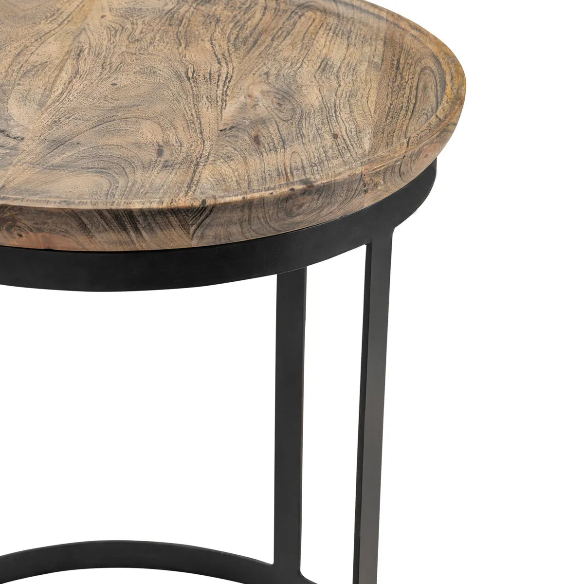 Brentwood End Table (Set of 2) - Round - Solid Wood - Metal Frame