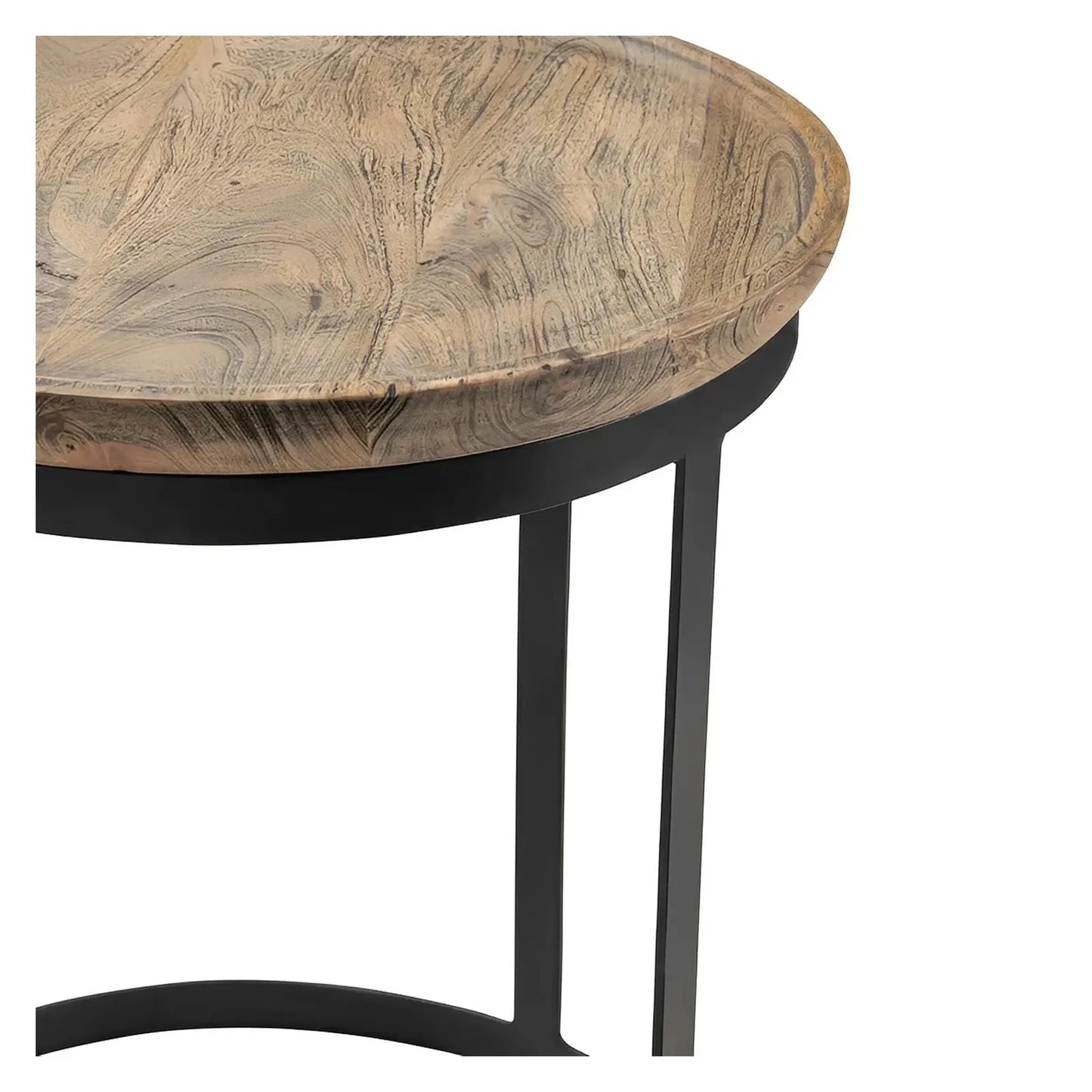 Brentwood End Table (Set of 2) - Round - Solid Wood - Metal Frame