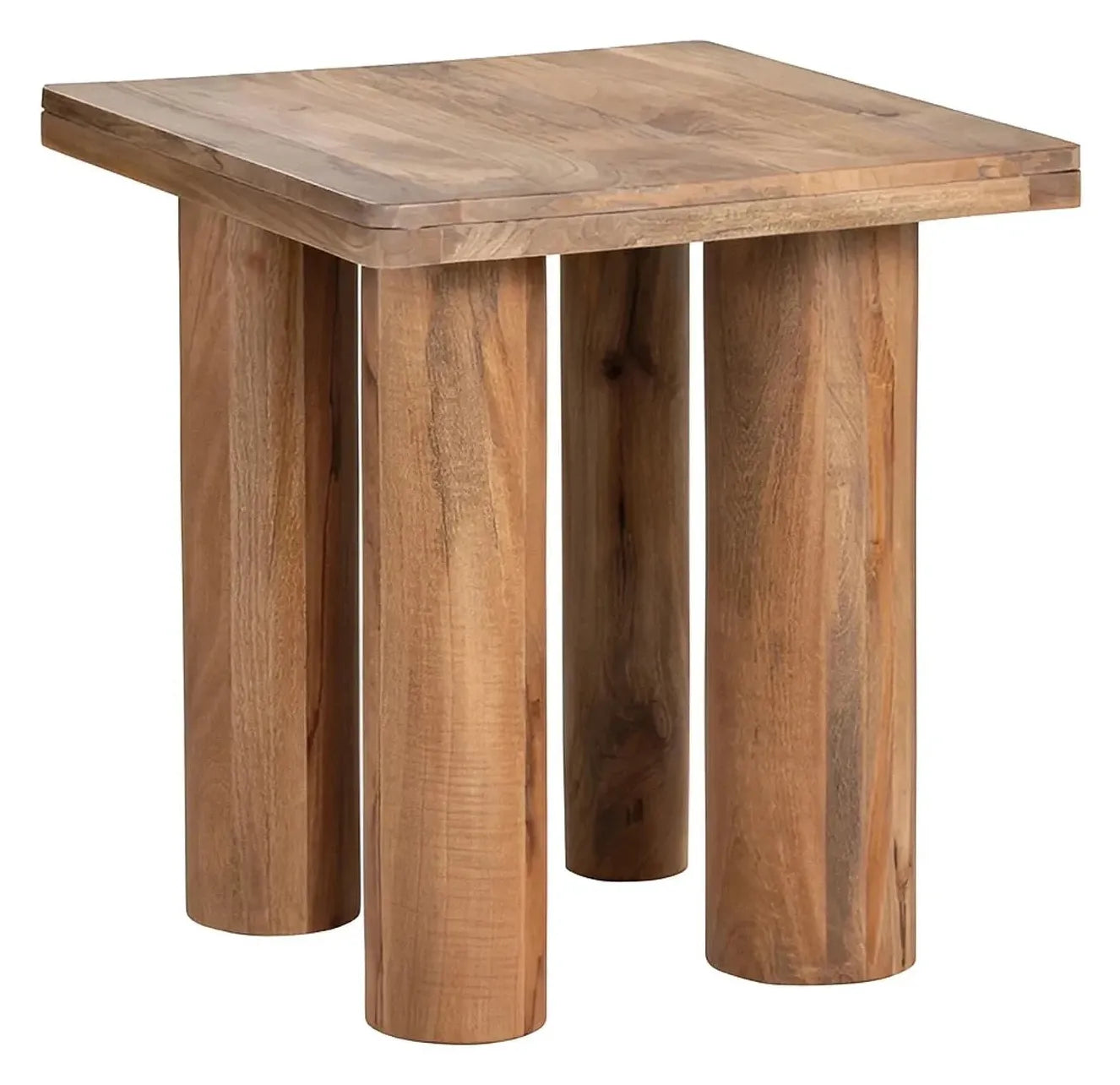 Hadley Square Solid Wood End Table – Cylindrical Legs (Set of 2)