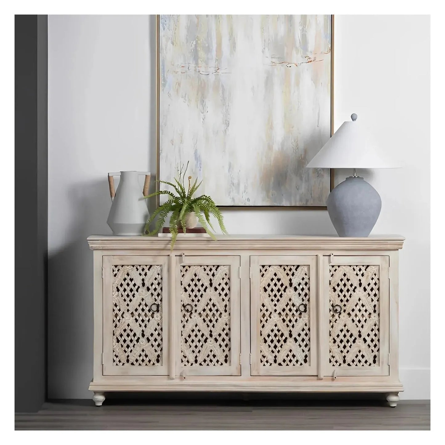 Greystone Four-Door Sideboard - White - Coastal