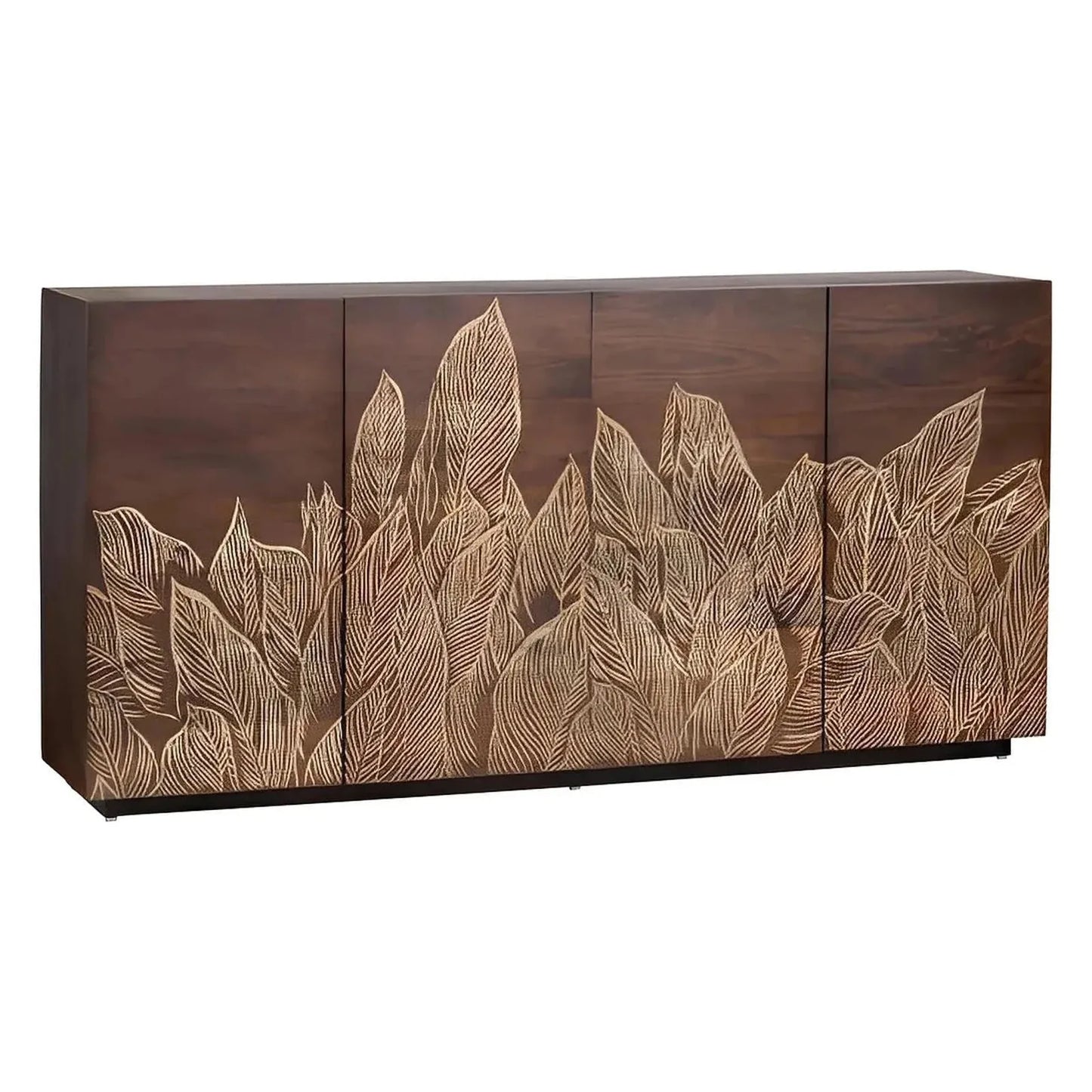 Hartleigh Leaf Four-Door Sideboard - Brown - Transitional