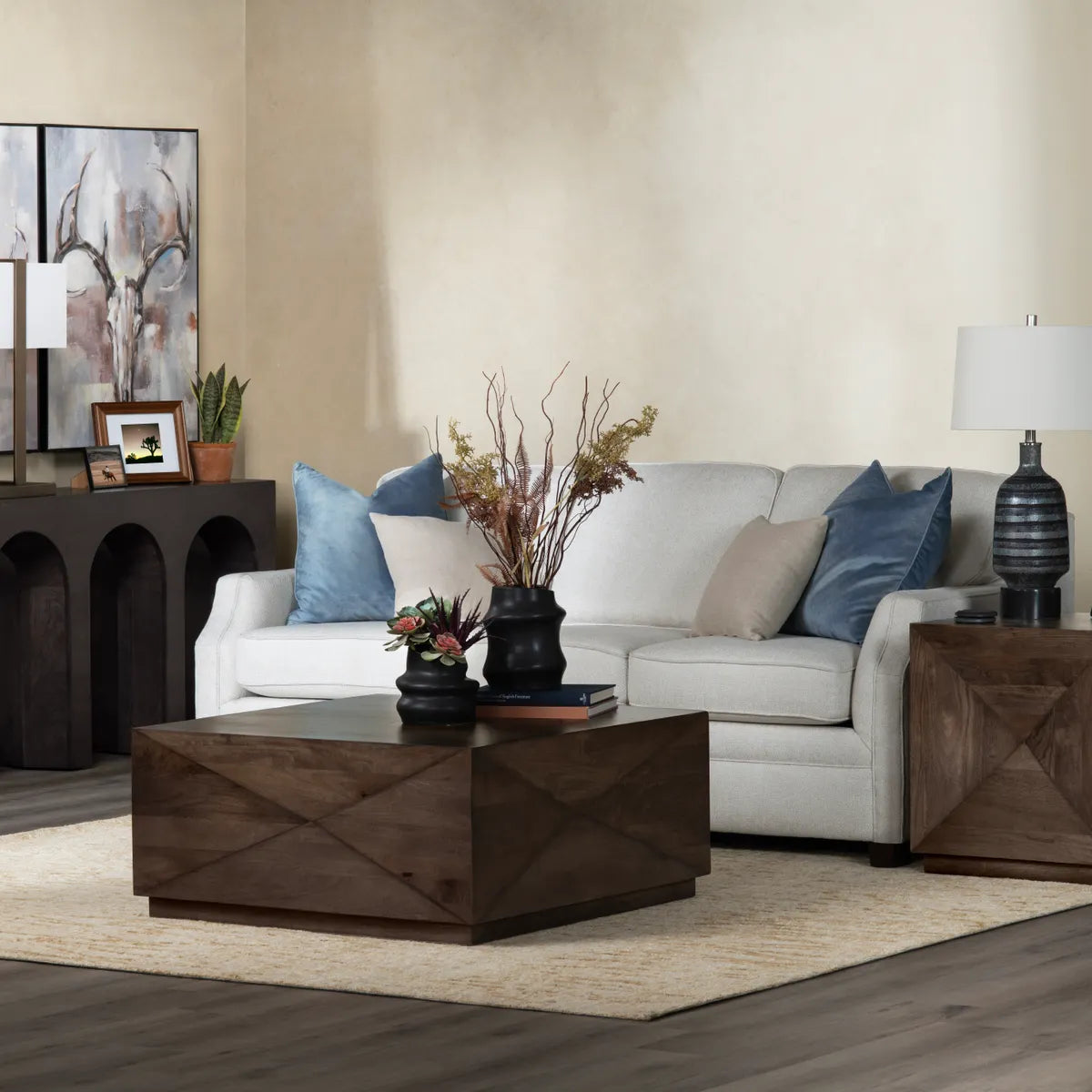 Granville Faceted Block Cocktail or Coffee Table
