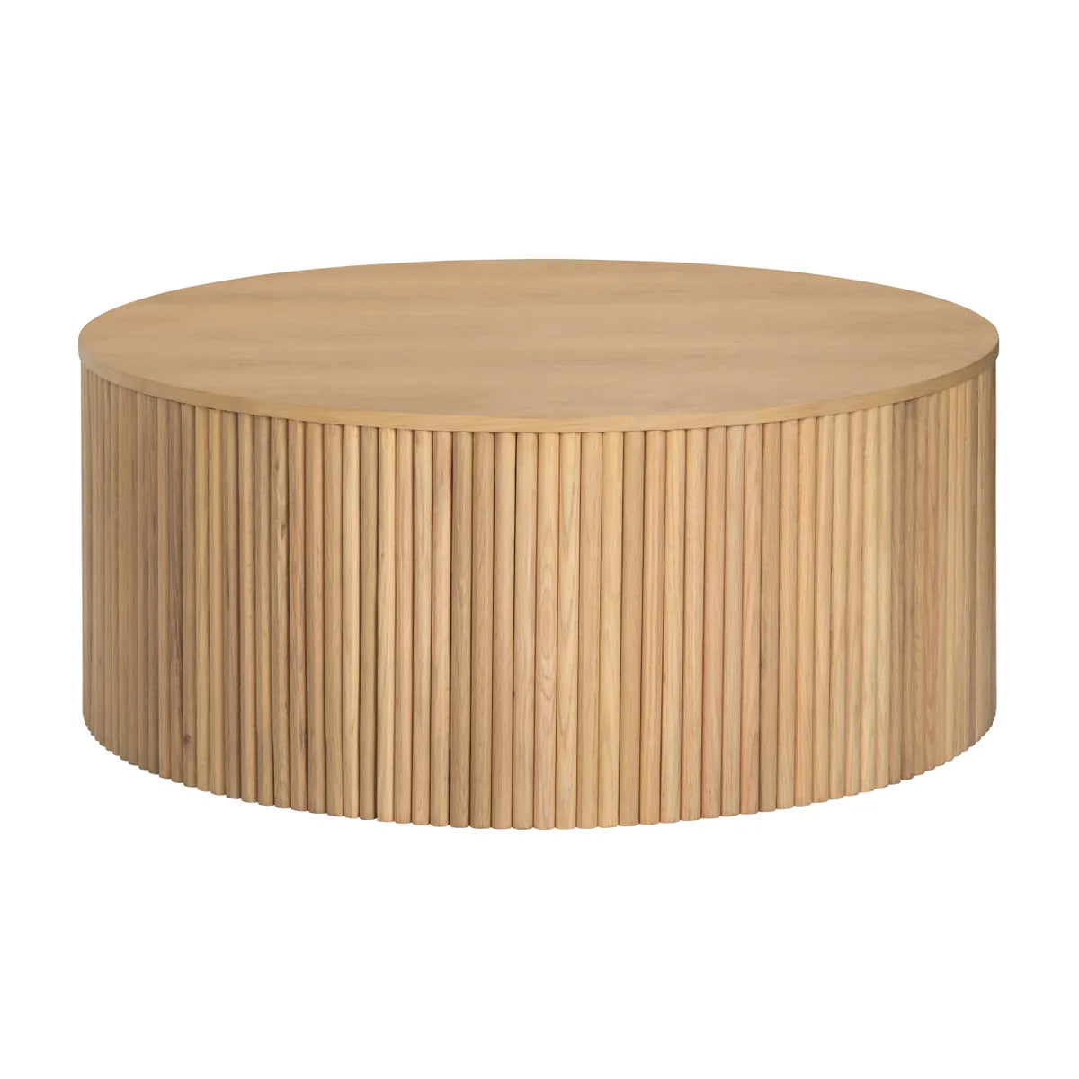 Ellington Slatted Round Drum Cocktail or Coffee Table