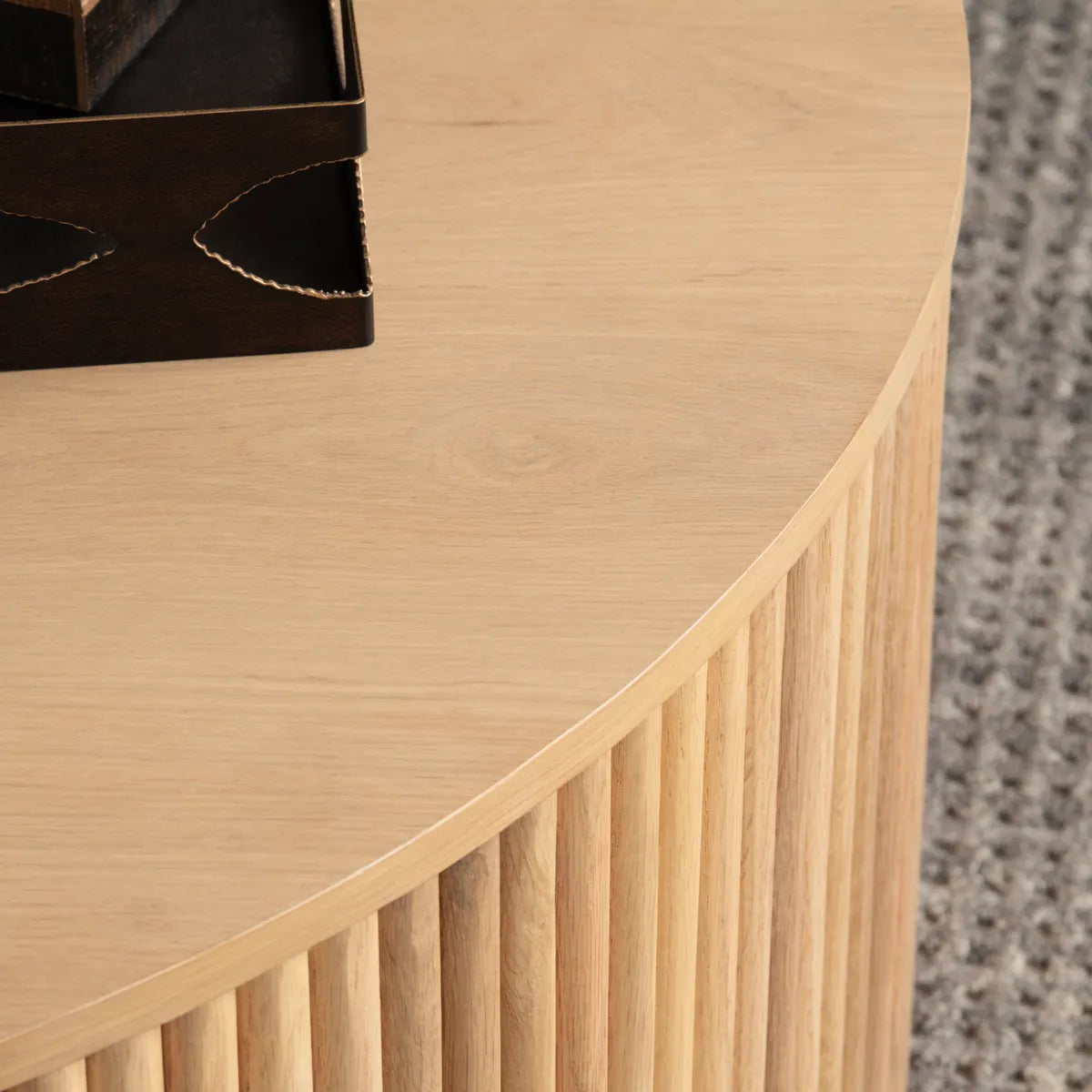 Ellington Slatted Round Drum Cocktail or Coffee Table