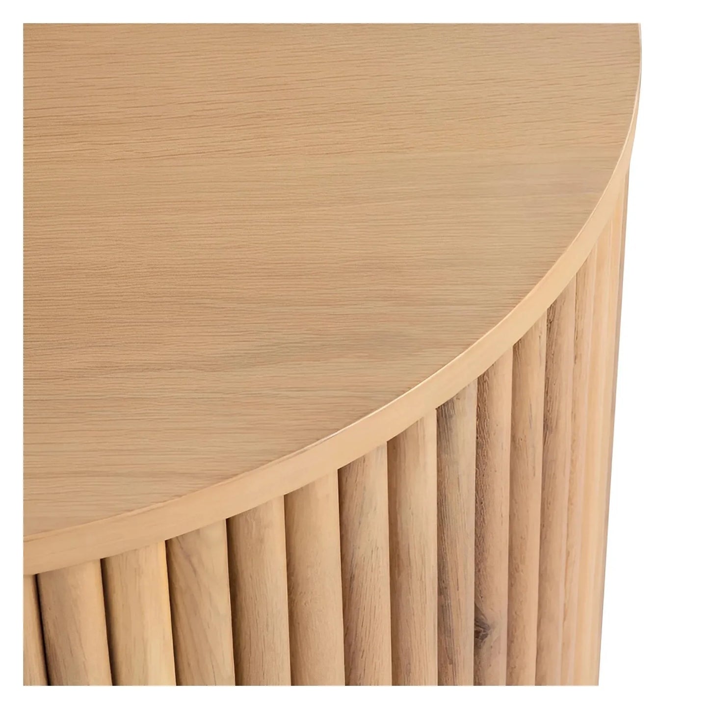 Ellington Round Slatted Wood End Table – Natural Finish (Set of 2)