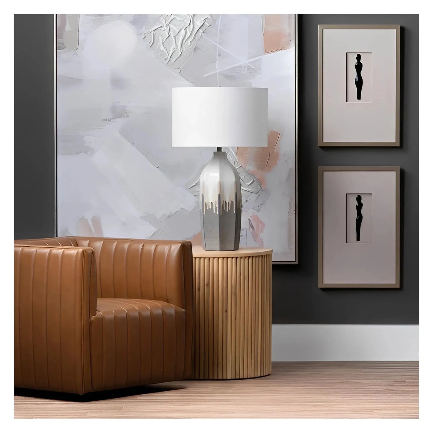 Ellington Round Slatted Wood End Table – Natural Finish (Set of 2)