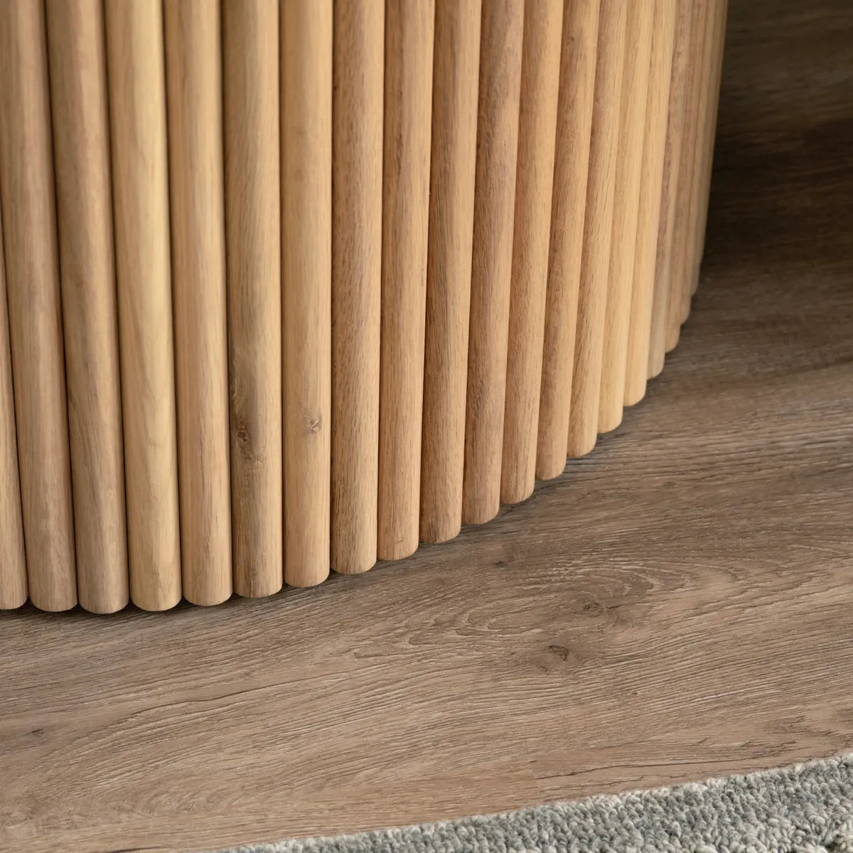 Ellington Round Slatted Wood End Table – Natural Finish (Set of 2)