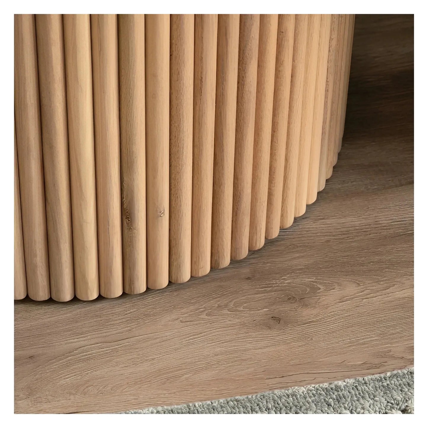 Ellington Round Slatted Wood End Table – Natural Finish (Set of 2)