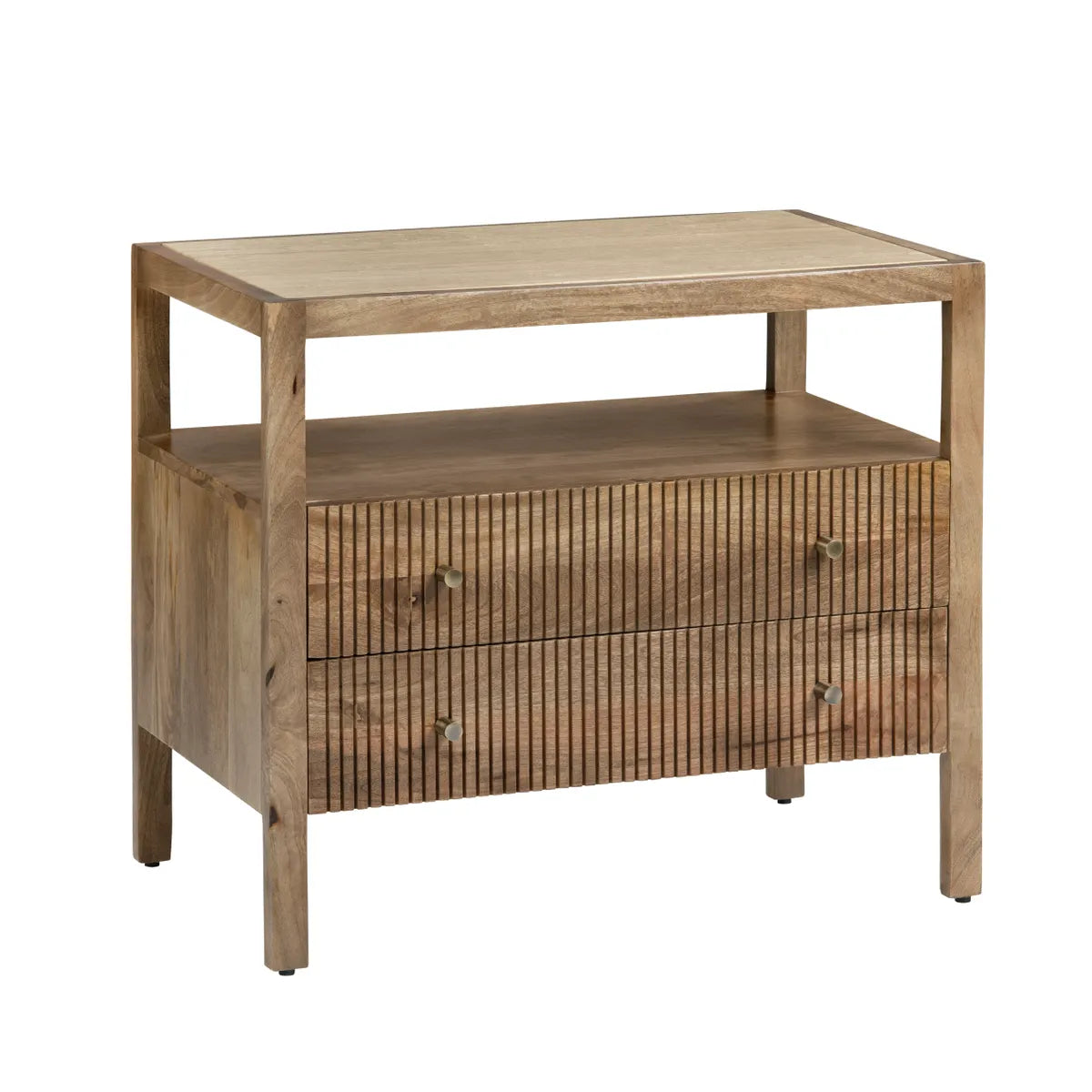 Lake Placid Brown Nightstands (2-Pack) Coastal, Transitional, tapered legs, felt-lined top drawers