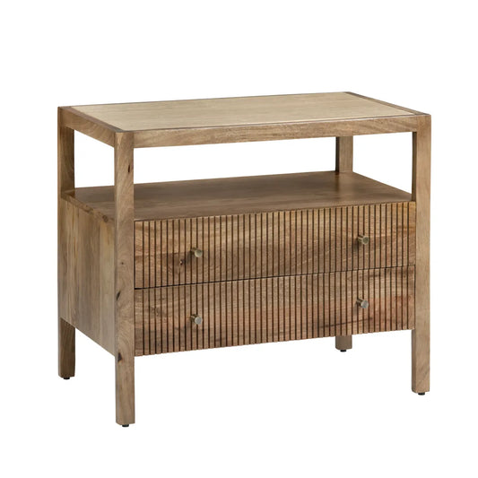 Lake Placid Brown Nightstands (2-Pack) Coastal, Transitional, tapered legs, felt-lined top drawers