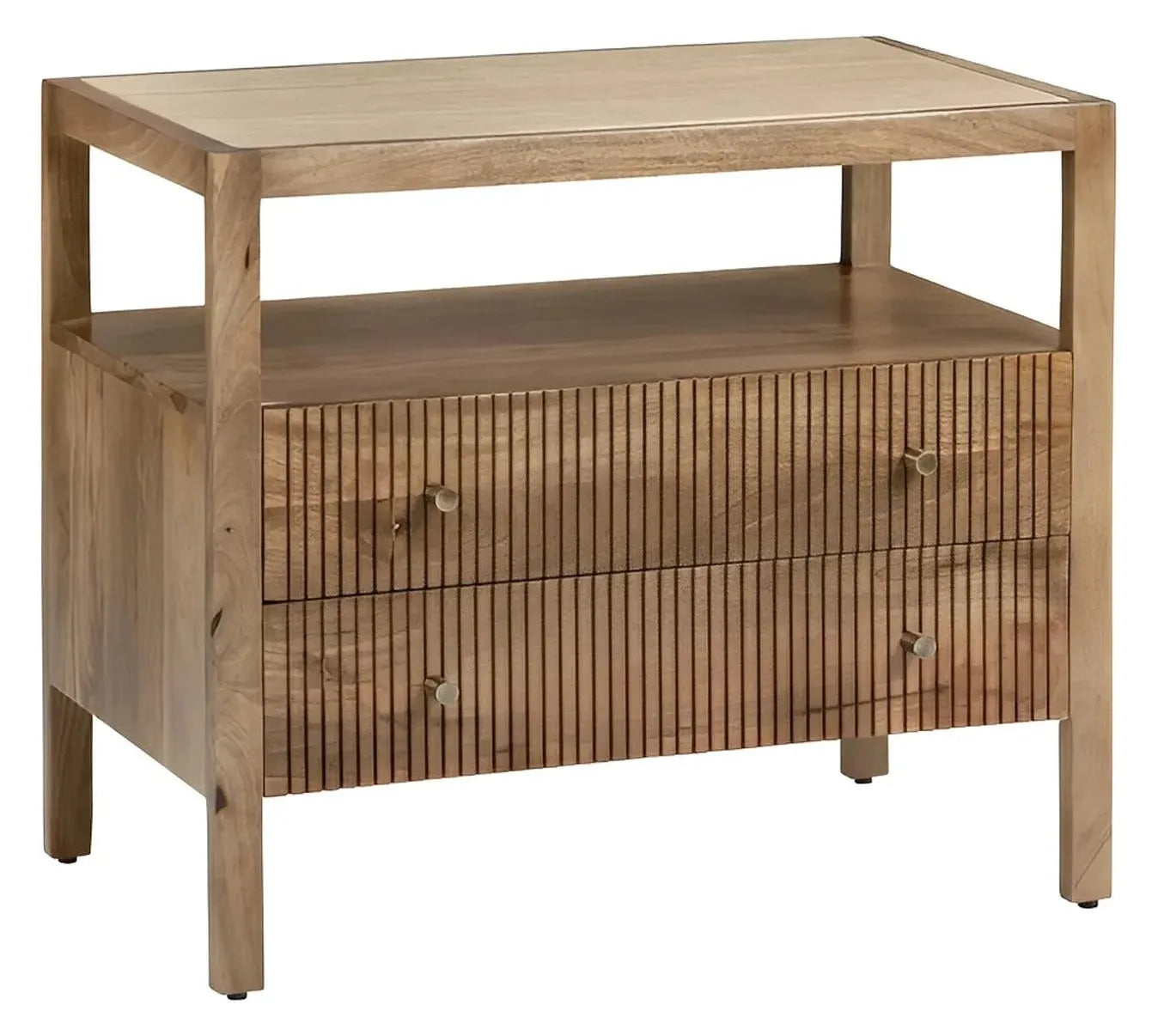 Lake Placid Brown Nightstands (2-Pack) Coastal, Transitional, tapered legs, felt-lined top drawers