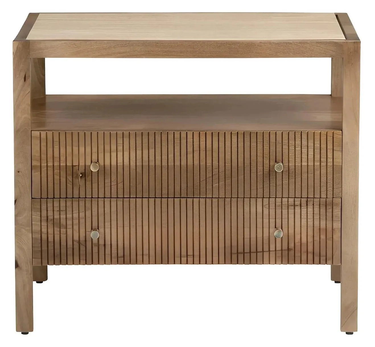 Lake Placid Brown Nightstands (2-Pack) Coastal, Transitional, tapered legs, felt-lined top drawers