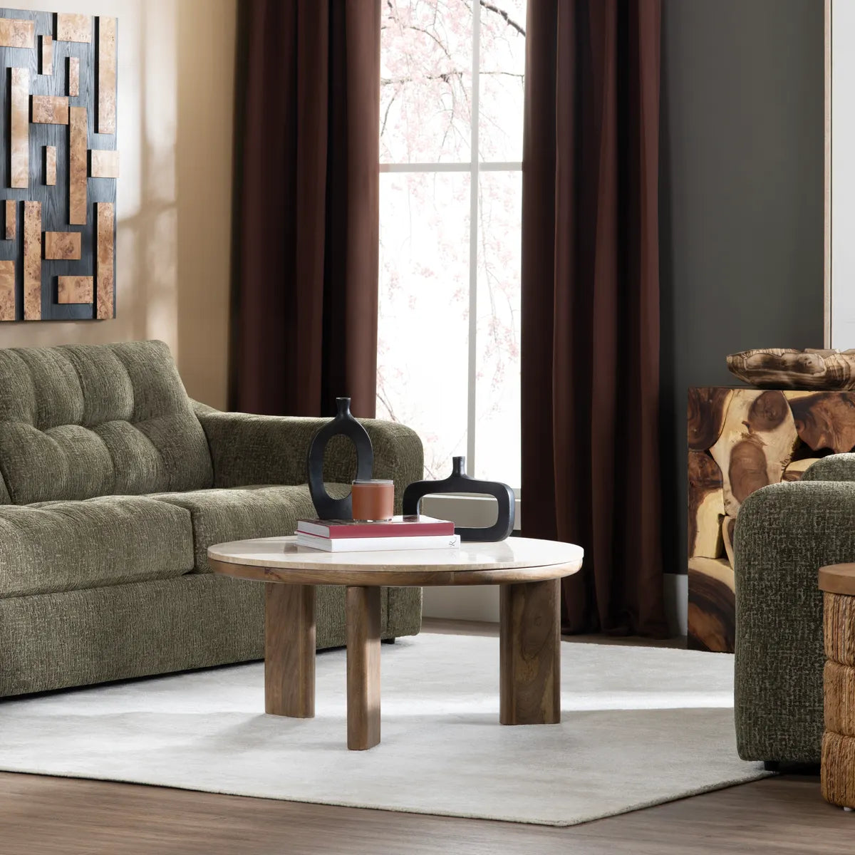 Preston Round Solid Wood Cocktail or Coffee Table